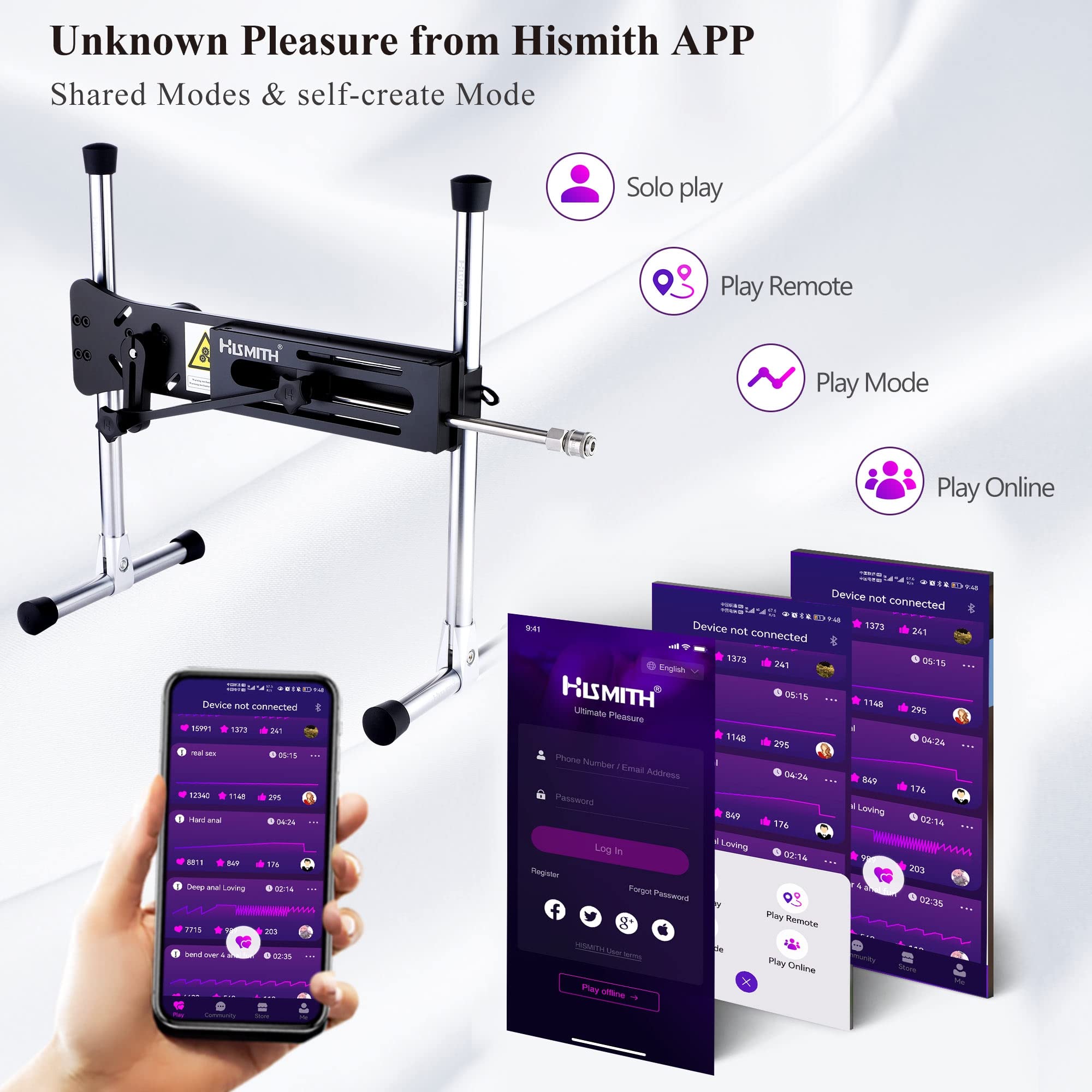 Hismith Premium 3.0 Pro, Sex Machine with KlicLok System, Wire and Intelligent APP Controlled Love Machine with Dildo,Purple: 4.0 Premium Machine