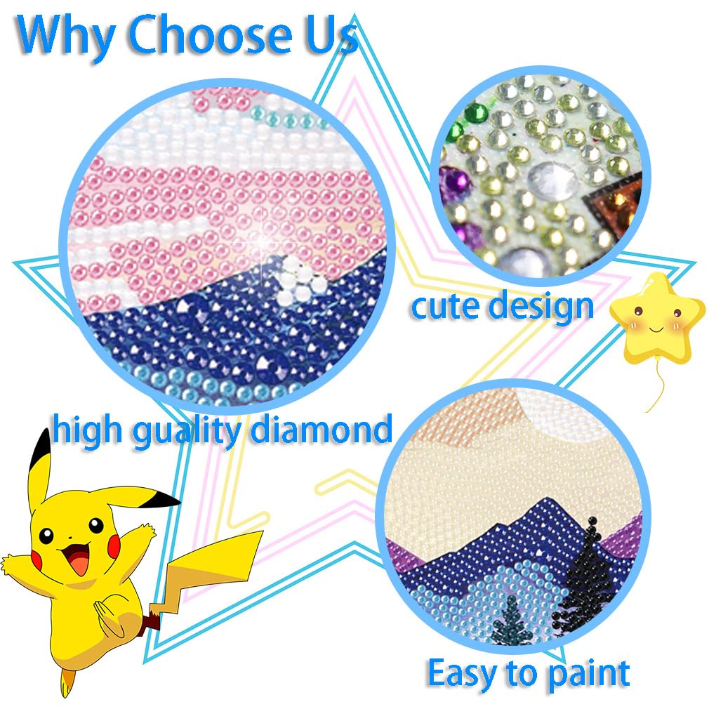 ARTMYRUI 4 Pack Diamond Painting Kits,Small Diamond Art Kits for Adults & Kids,5D Moon Mountain Lake Landscape Diamond Art Kits,DIY Diamond Dots Big Gem Crafts for Home Wall Decor Gifts （6x6Inch）.