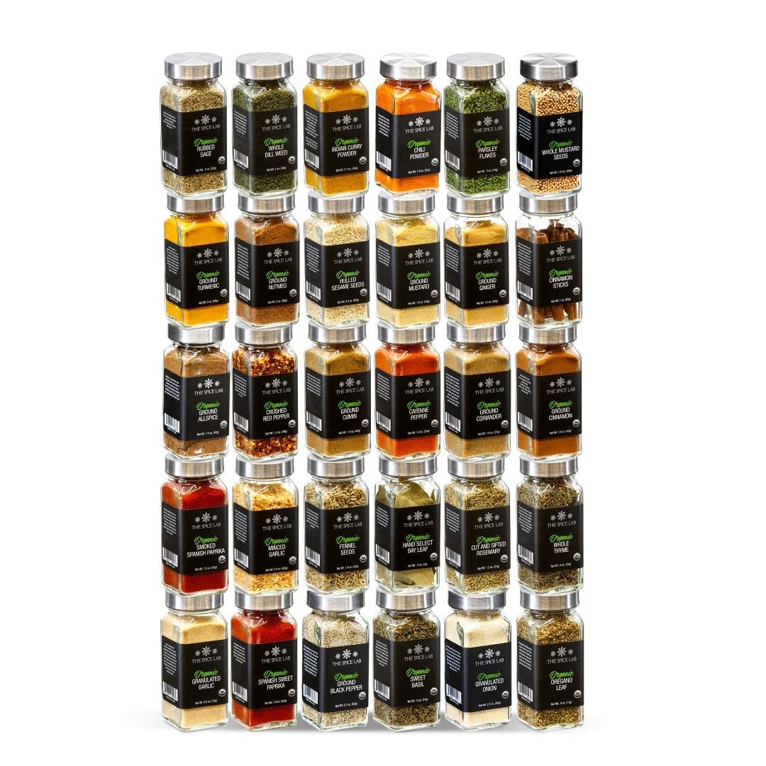 The Spice Lab Complete Organic Spices and Seasonings Set - 30 Jar Spice Kit Variety Pack - Complete Starter Spice Set Great BBQ, Grilling and Spice Gift Sets - Ultimate Culinary Cooking Spices Set: The Spice Lab Complete Organic Spices and Seasonings Set - 30 Jar Spice Kit Variety Pack - Complete Starter Spice Set Great BBQ, Grilling and Spice Gift Sets - Ultimate Culinary Cooking Spices Set