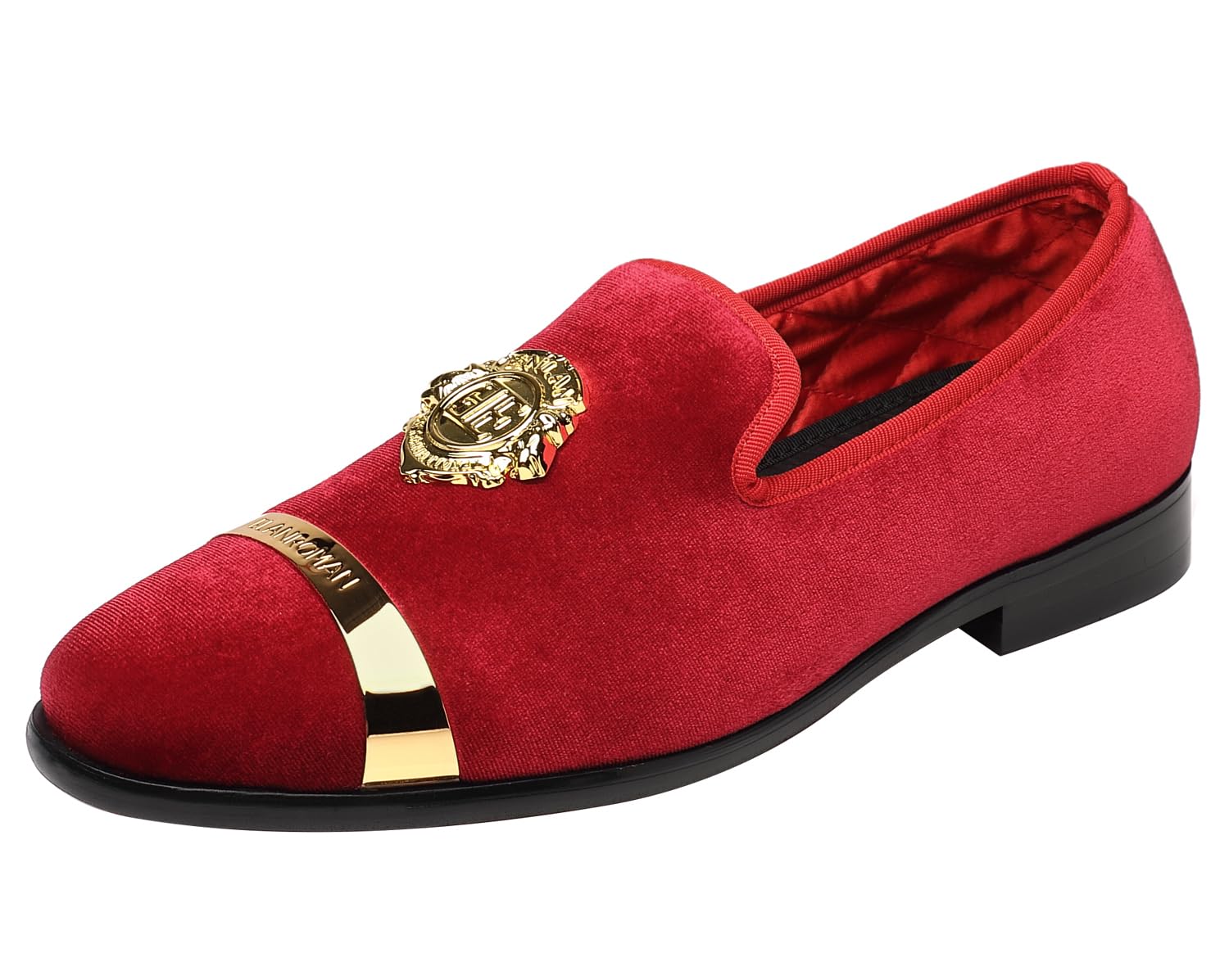 ELANROMAN Men's Velvet Loafers Dress Fashion Wedding Party Prom Shoes