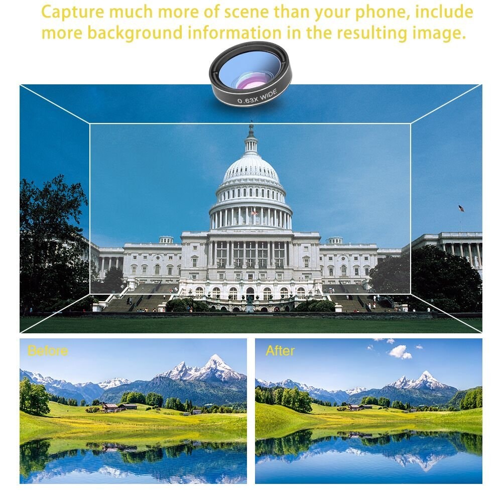 Godefa Cell Phone Camera Lens with Tripod+ Shutter Remote,6 in 1 18x Telephoto Zoom Lens/Wide Angle/Macro/Fisheye/Kaleidoscope/CPL, Clip-On lense Compatible for iPhone X 8 7 6s Plus, Samsung and More: Godefa Cell Phone Camera Lens with Tripod+ Shutter Remote,6 in 1 18x Telephoto Zoom Lens/Wide Angle/Macro/Fisheye/Kaleidoscope/CPL, Clip-On lense Compatible for iPhone X 8 7 6s Plus, Samsung and More