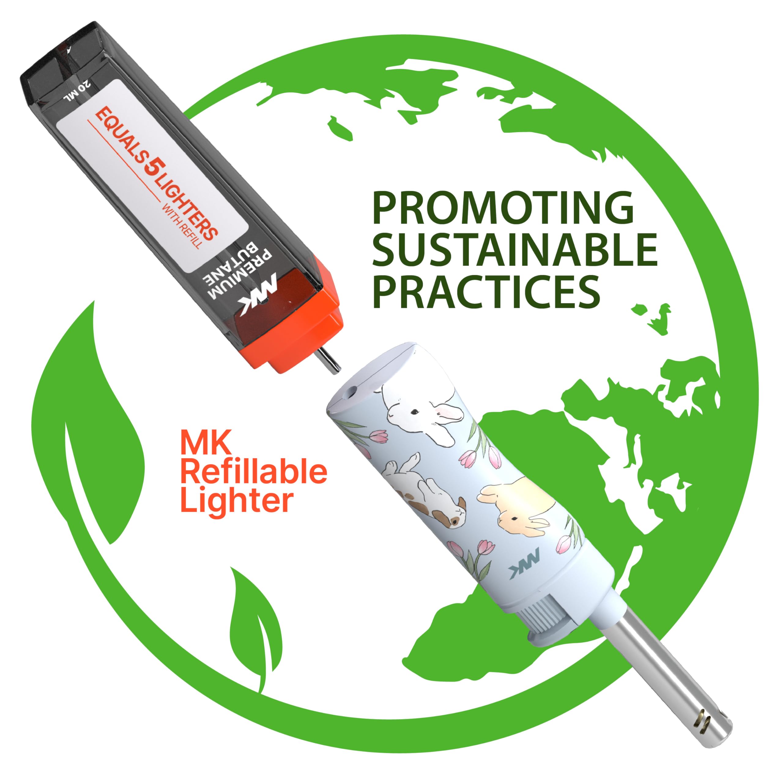 MK Lighter Candle Lighters, Windproof Flame, Ideal as Lighters for Candle, Camping Lighters, Outdoor, Butane Refillable (Charm-5PC): Charm-5pc