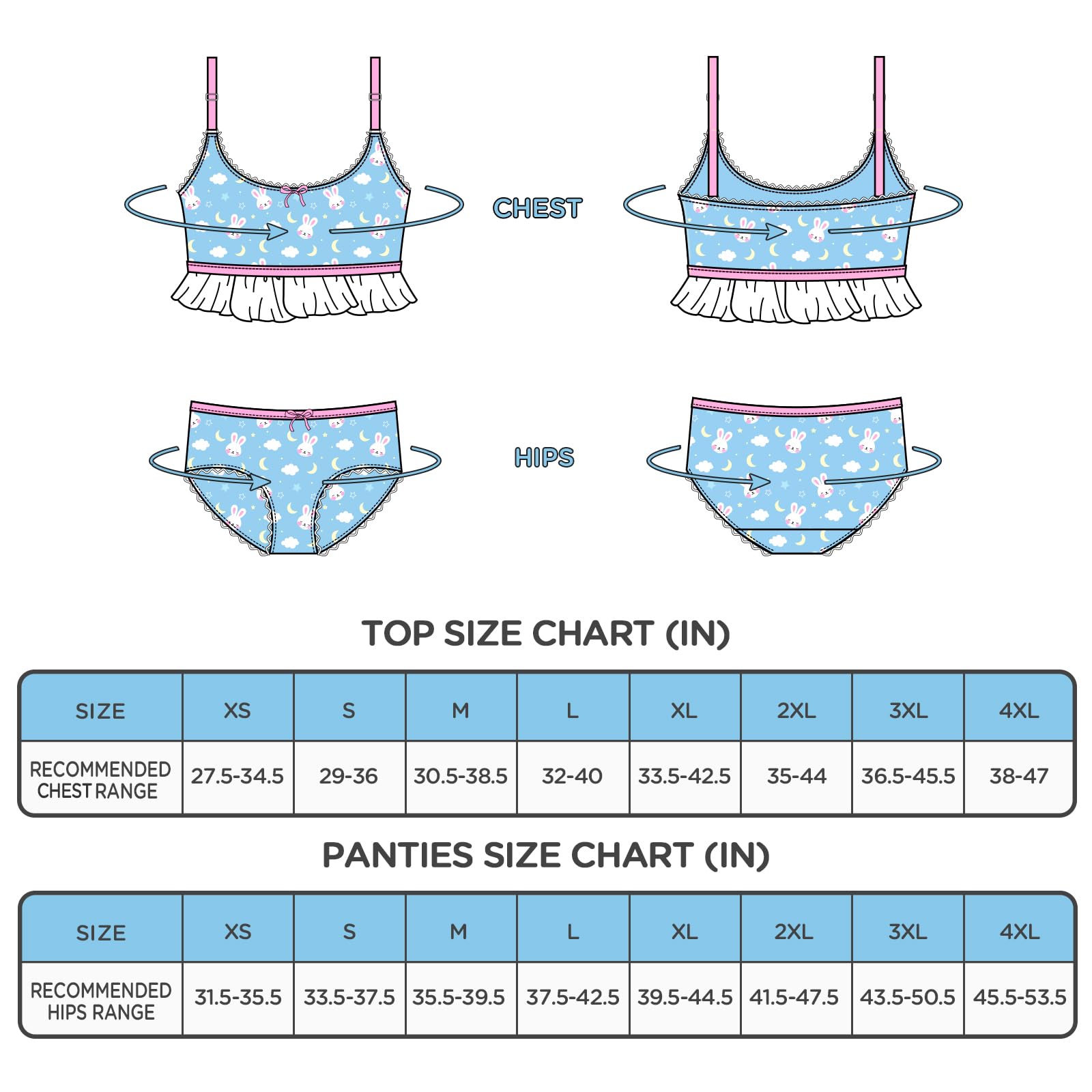 Littleforbig Lacy Trim Women Nightwear Strap Sleepwear Cami Top Shorts Lingerie bralette loungewear Set - Snuggle Bunny: Large Blue