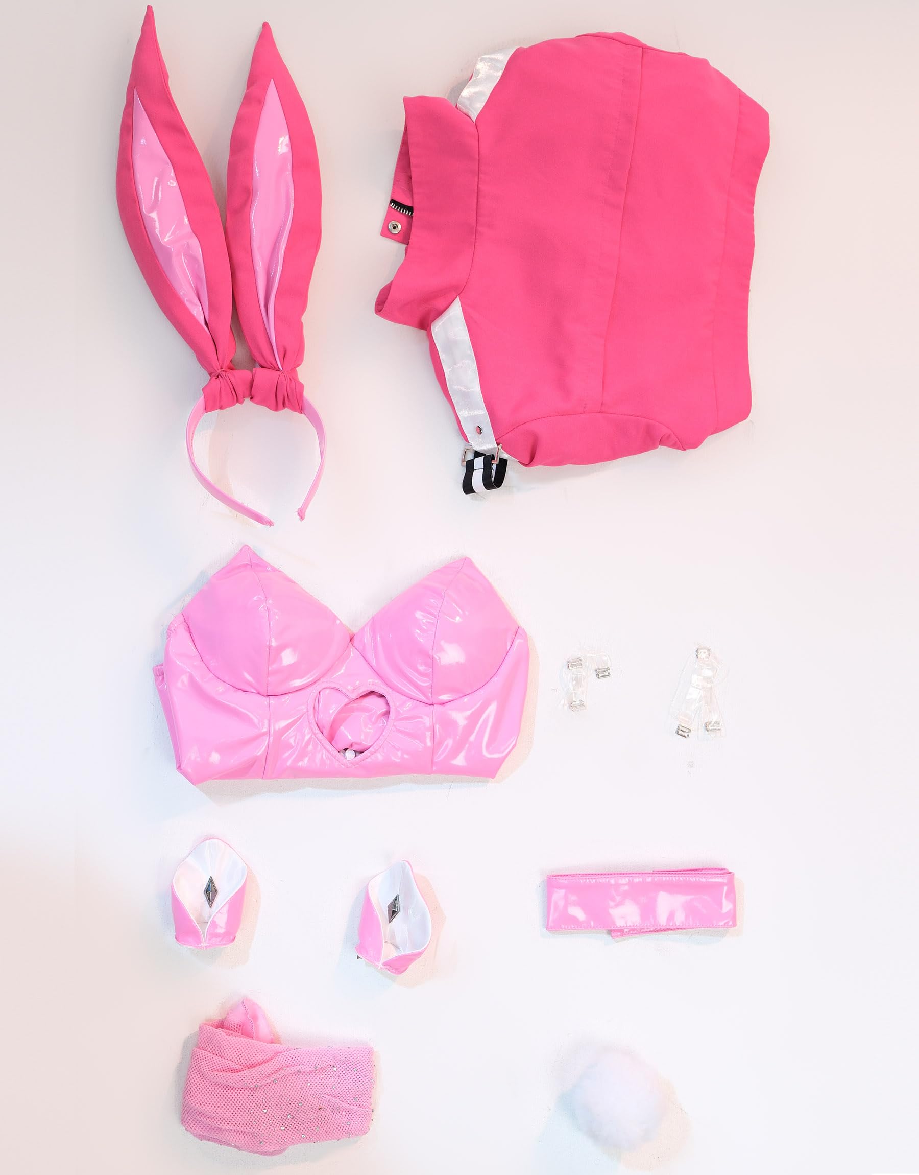 Mobbunny Anime Derivative Bunny Cosplay Costume With Jacket Headband Fishnet Stockings Bunny Bodysuit: Small