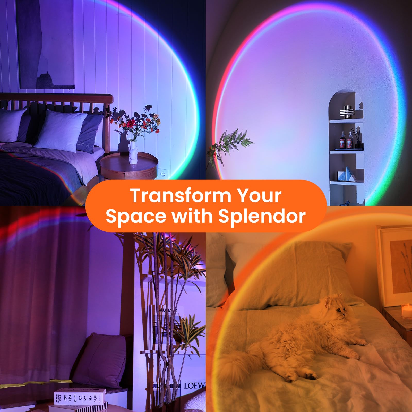 Tsrarey Sunset Lamp Projector with Remote Control, Multiple Colors LED APP Control Sunset Light Three Control Methods Night Light for Room Decor/Christmas Gifts/Photography/Party/Bedroom Decor: Remote&APP