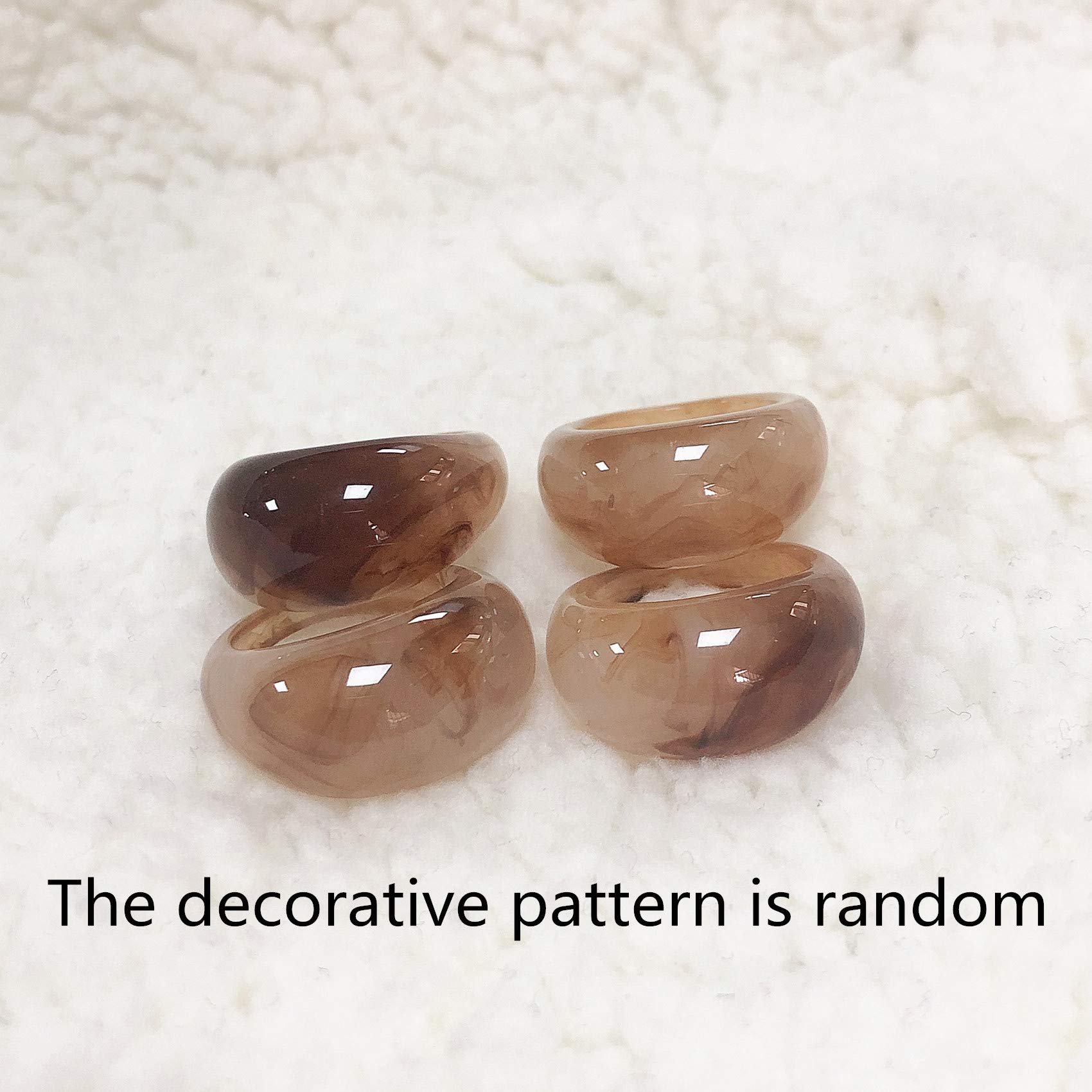 Set Resin Colorful Wide Thick Dome Knuckle Finger Stackable Joint Ring Retro Acrylic Transparent Vintage Jewelry Party Elegant Handmade Gift Diameter 18mm Stylish Bold thumbnail 2