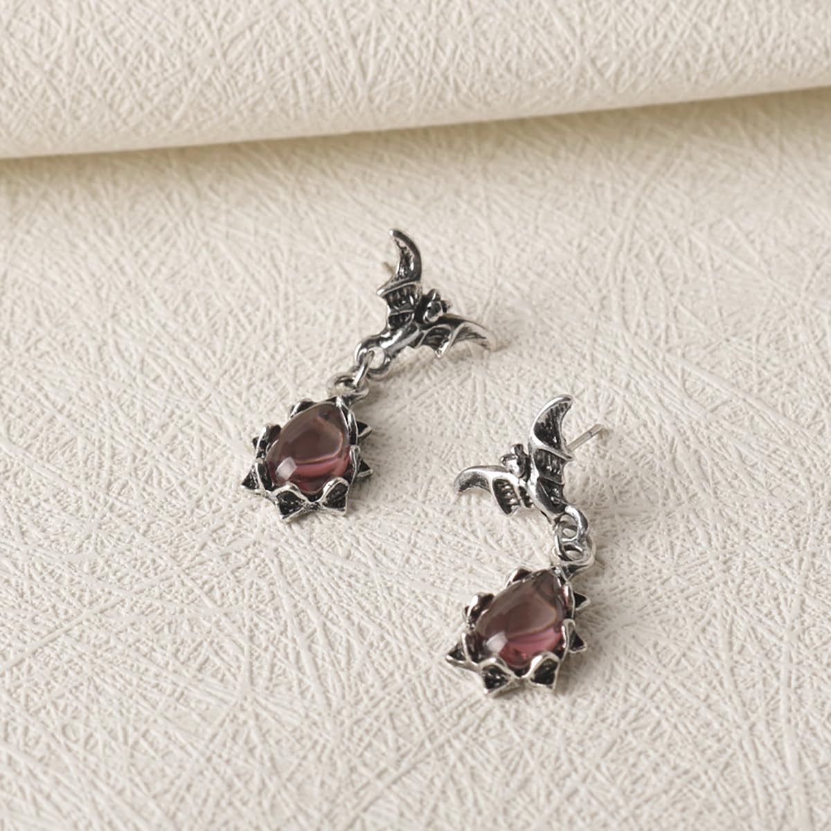 Gothic Dark Bat Zircon Earrings Vintage Red  Crystal Bat Dangle Drop Earrings Variety Gothic Vampire Bat Earrings Punk Rock Hip Hop Bat Animal Earrings Halloween Jewelry for Women and Men thumbnail 6