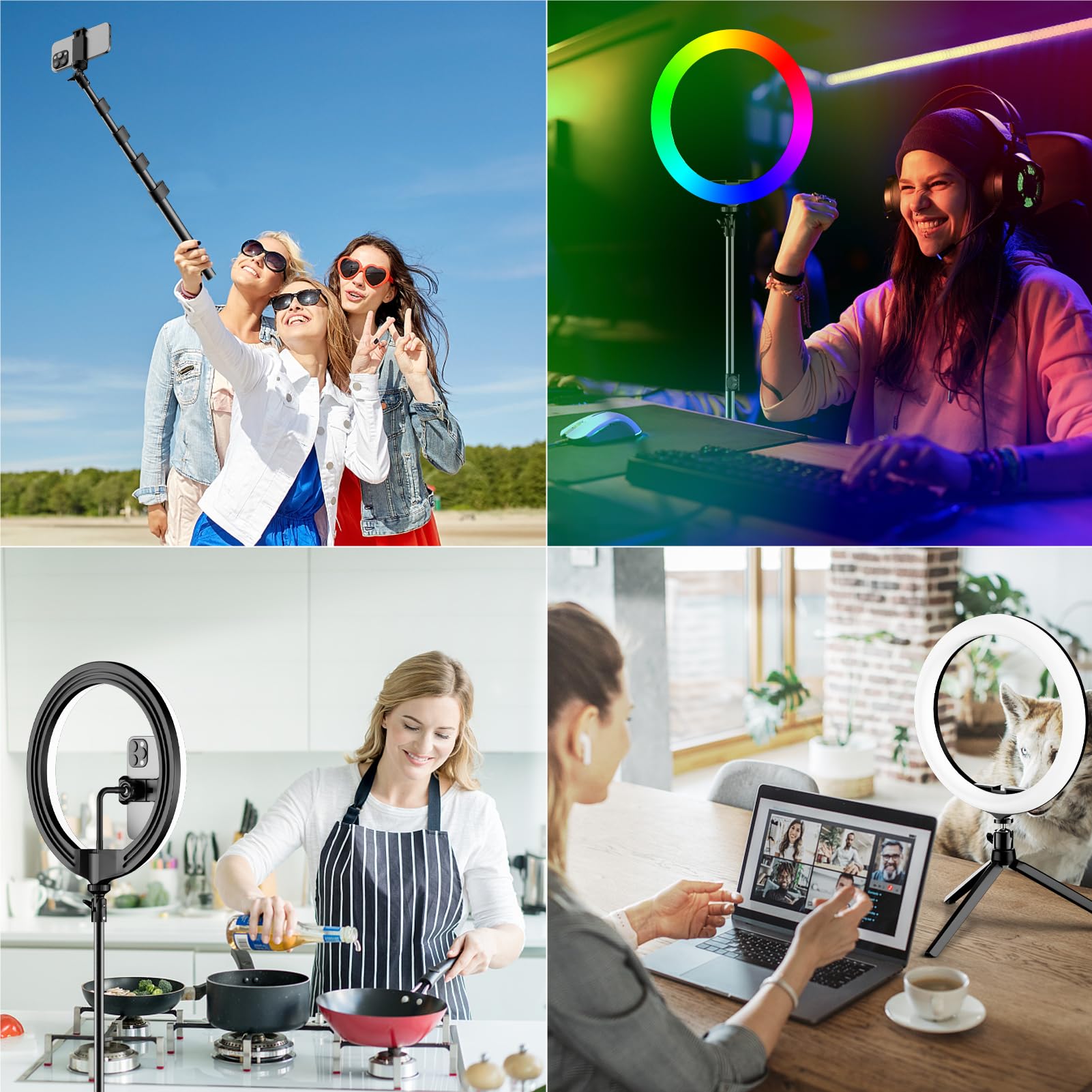 12" Selfie Ring Light with 73" Extendable Tripod Stand: PEYOU Desk Selfie Lights 38 Color Modes, Upgrade 3 in 1 Dimmable Adjustable Speed Ring Light for Makeup/TIK Tok/YouTube