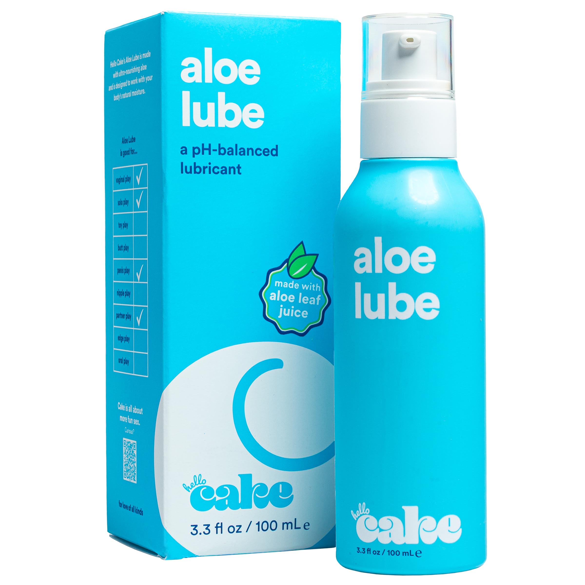 Hello Cake -Based Personal Lubricant - Hydrating, Long-Lasting, Non-Sticky, Ultra Slippery, Condom Compatible Lube for Men, Women, and Couples 3.3 fl oz: Natural