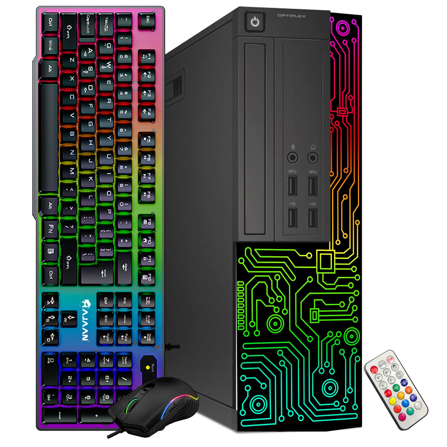 Dell Gaming OptiPlex Desktop RGB Computer PC, Intel Core i7, AMD RX 550 4GB GDDR5, 16GB RAM, 512GB SSD, 24 Inch HDMI Monitor, RGB Keyboard Mouse and Headset, WiFi, Windows 10 Pro (Renewed): Dell Gaming OptiPlex Desktop RGB Computer PC, Intel Core i7, AMD RX 550 4GB GDDR5, 16GB RAM, 512GB SSD, 24 Inch HDMI Monitor, RGB Keyboard Mouse and Headset, WiFi, Windows 10 Pro (Renewed)