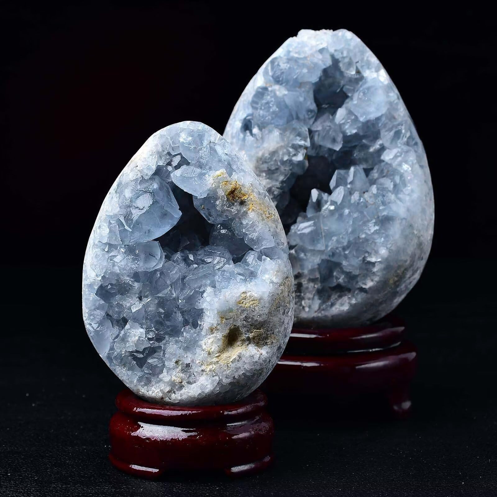 FZBHRO Natural Blue Celestite Geode Egg Healing Crystal Stone Collection Mineral Specimen with Stand Home Office Decor 6.6-7.7 Pounds: Light Blue 0.8-1.3 Pound