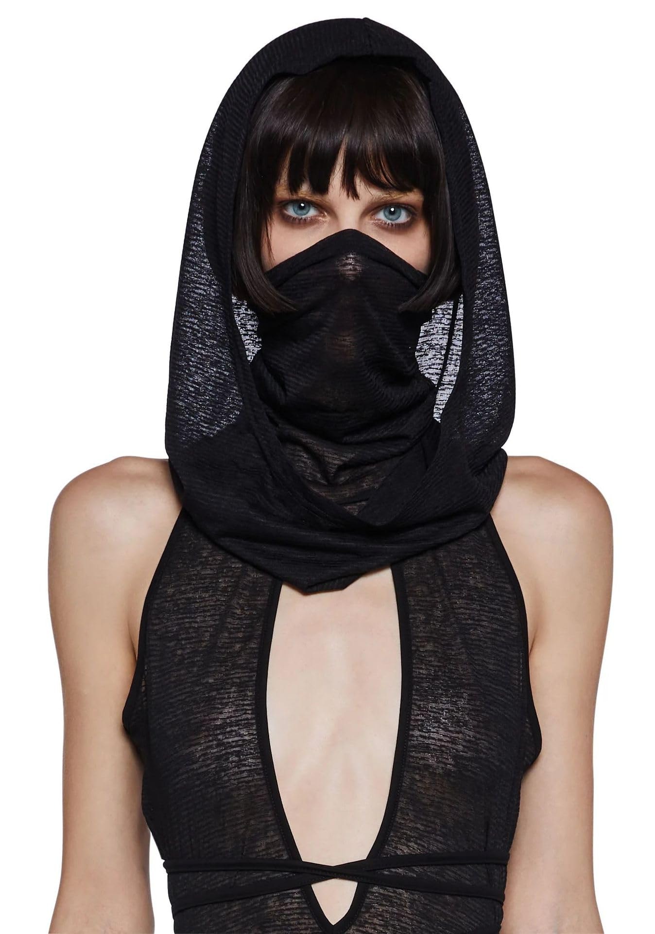 Sexy Cover Ups for Swimsuit Mock Neck Bikini Coverups High Split Dress with Hooded - Image 5
