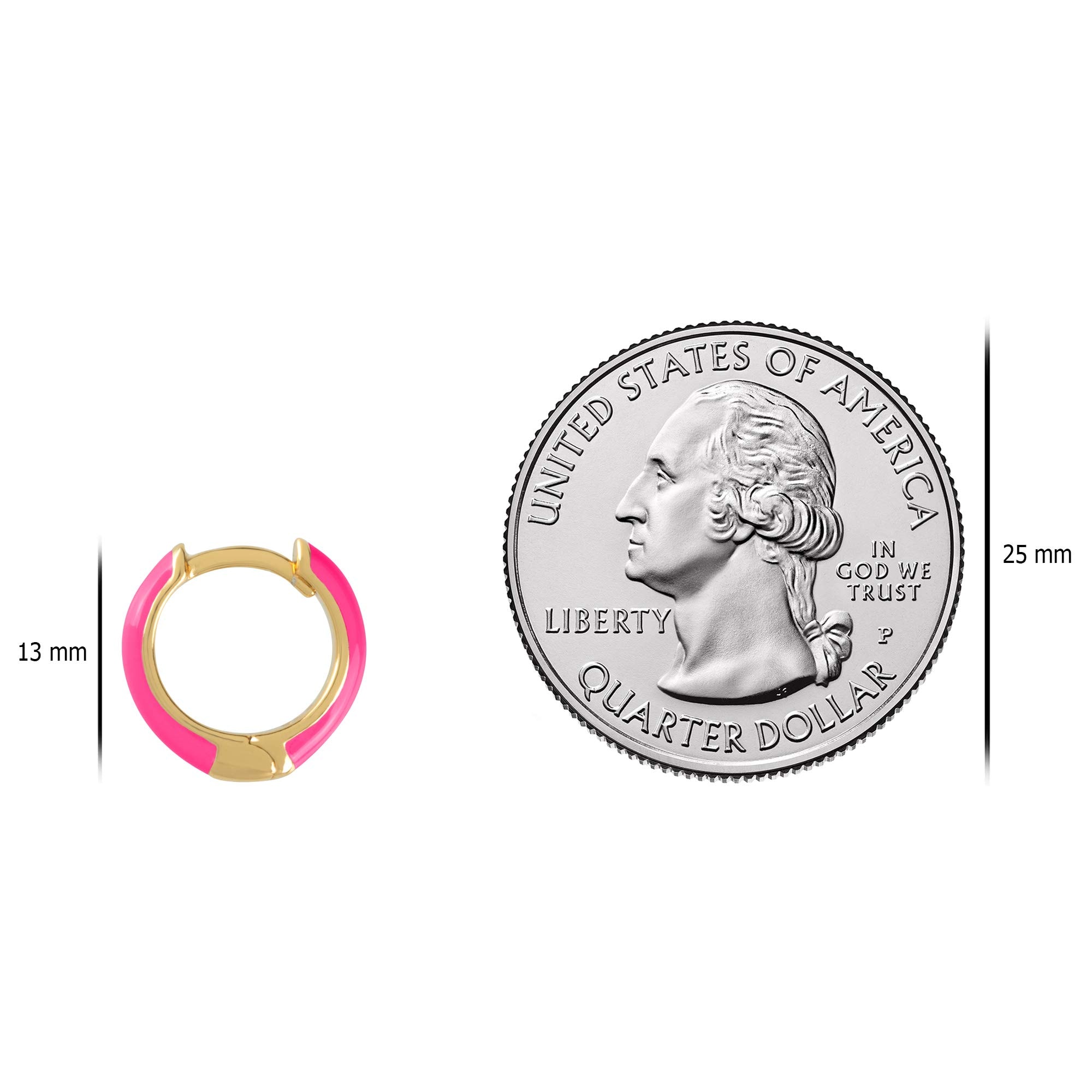 14K Gold Plated Sterling Silver Enamel Color Huggie Hoop Earrings for Women – Wide Range of Vibrant Color Options Available thumbnail 6