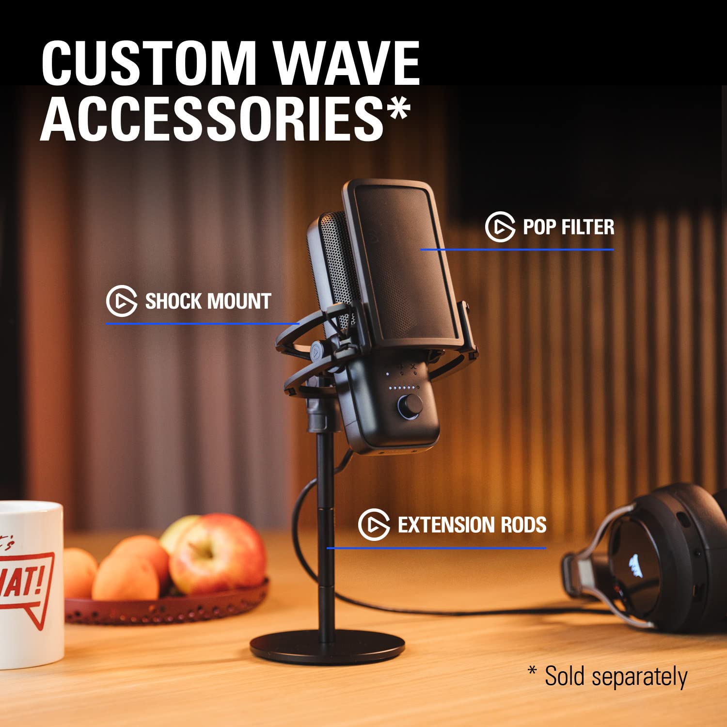 Elgato Wave:3 - Premium Studio Quality USB Condenser Microphone for Streaming, Podcast, Gaming and Home Office, Free Mixer Software, Sound Effect Plugins, Anti-Distortion, Plug ’n Play, for Mac, PC: Black Microphone