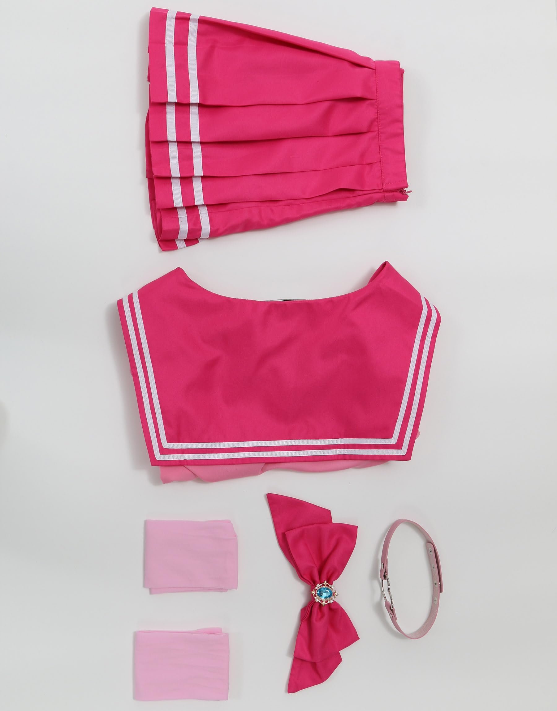 Mobbunny Women Bodysuit Skirt Set With Socks Romper Onesie Button Crotch Daily Halloween Clubwear: Small Pink