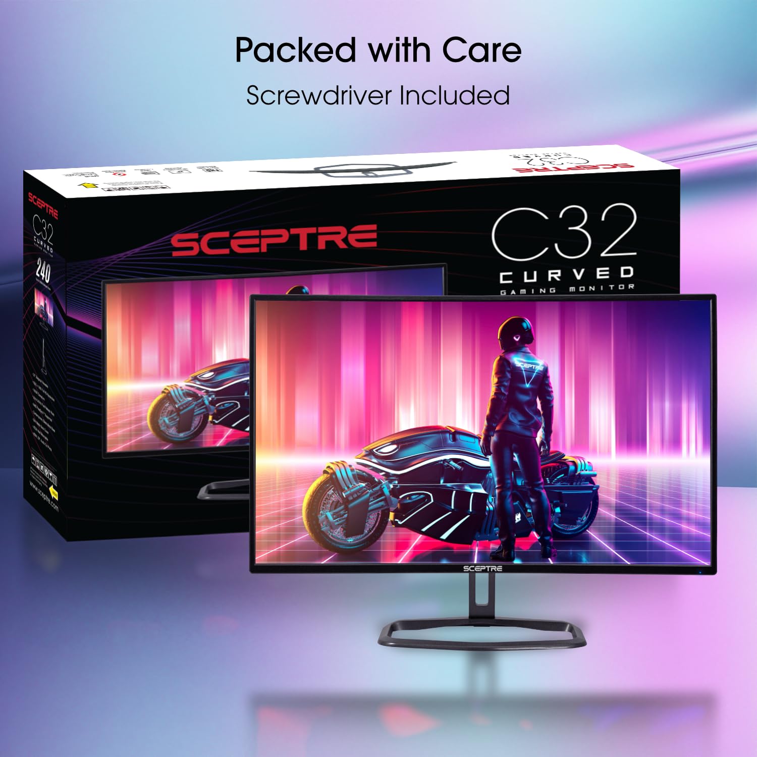 Sceptre 34-Inch Curved Ultrawide WQHD Monitor C345B-QUT168, 3440 x 1440, R1500, up to 165Hz, DisplayPort x2, 99% sRGB, 1ms, Picture by Picture, Machine Black, 2023: 32" Curved 240Hz