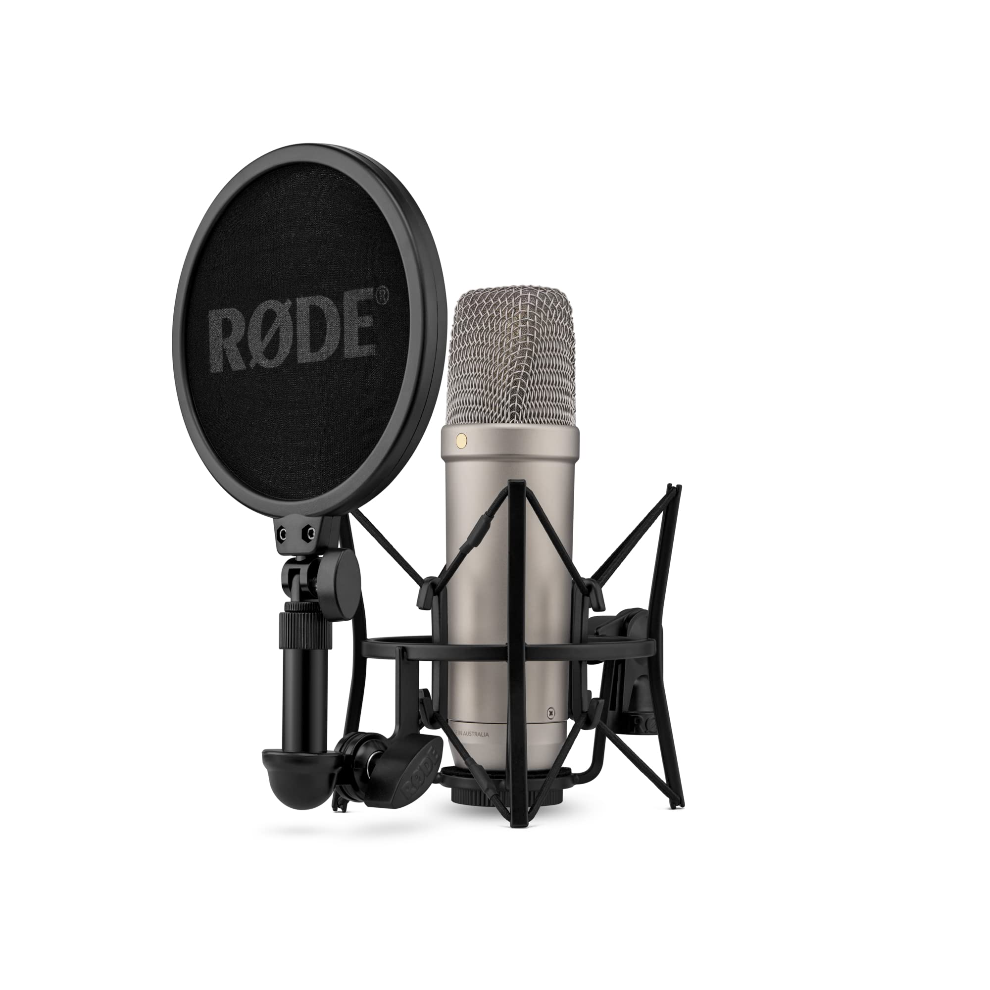 RØDE NT1 5th Generation Large-diaphragm Studio Condenser Microphone with XLR and USB Outputs, Shock Mount and Pop Filter for Music Production, Vocal Recording and Podcasting (Black): NT1 5th Gen Silver
