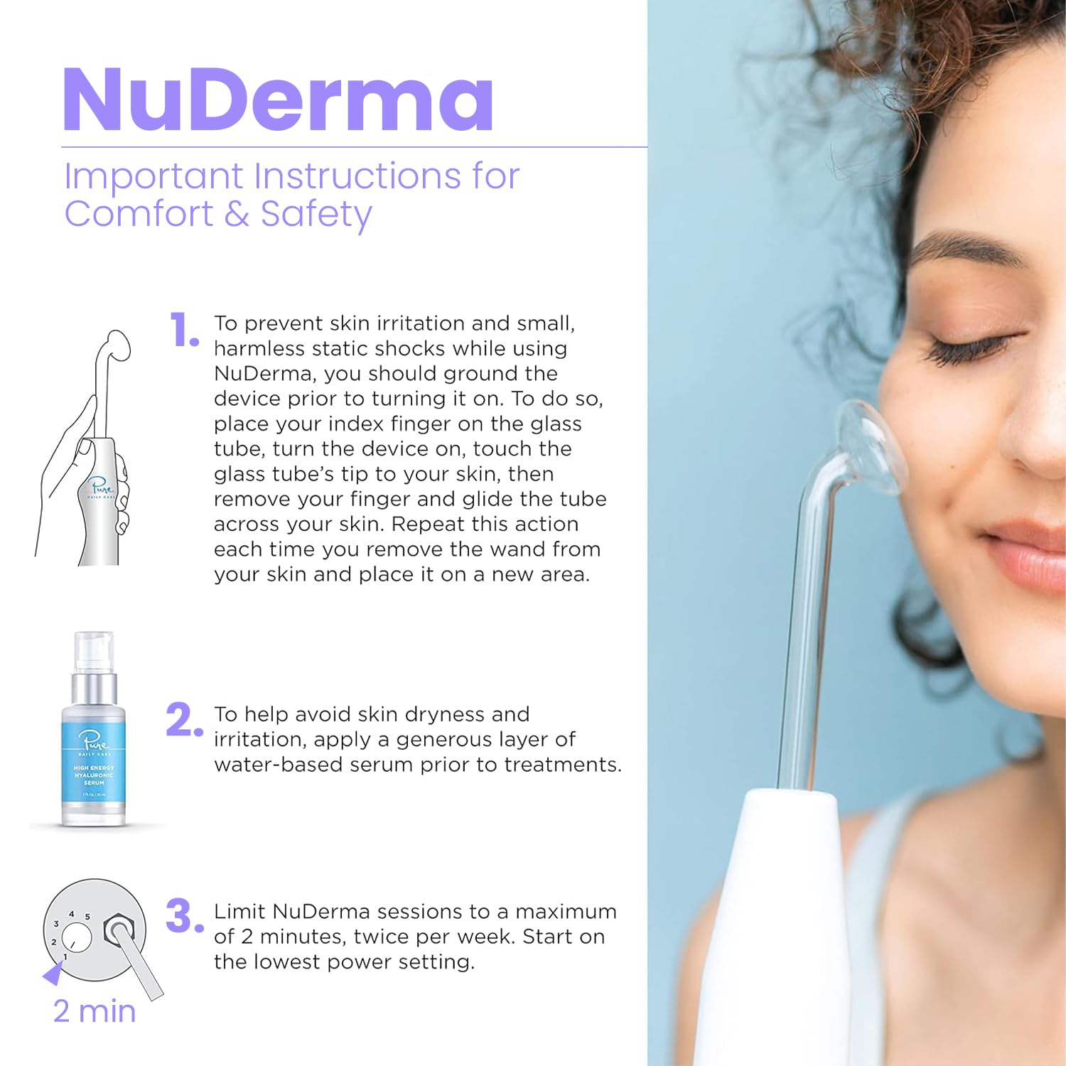 NuDerma Clinical Skin Therapy Wand - Portable Skin Therapy Machine w 6 Fusion Neon + Argon Wands – Anti Aging - Clarifying - Skin Tightening & Radiance - Wrinkle Reducing