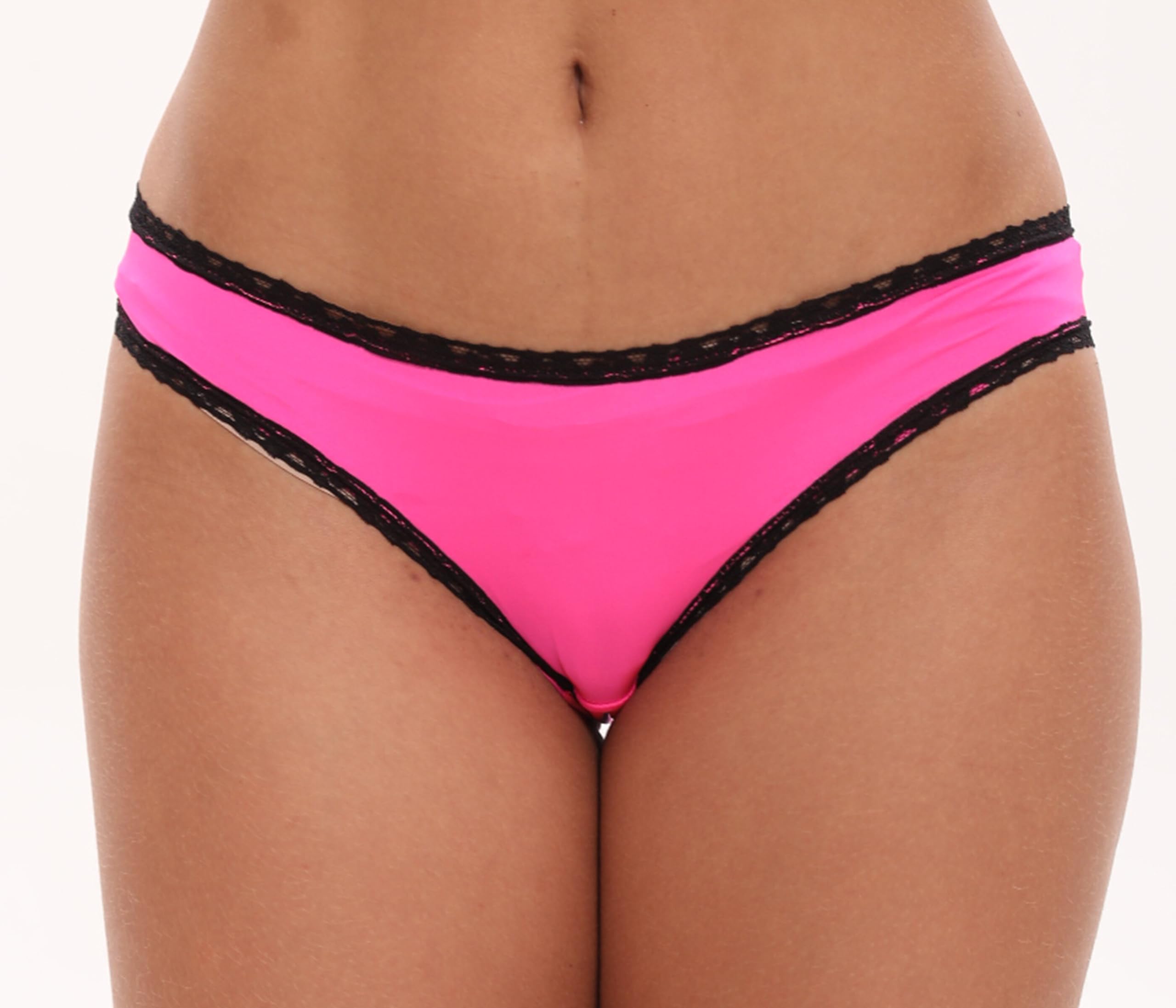 Knaughty Knickers Daddys Little Slut With Cute Heart Logo Adult Design Pink and Black Bikini Panties: Medium