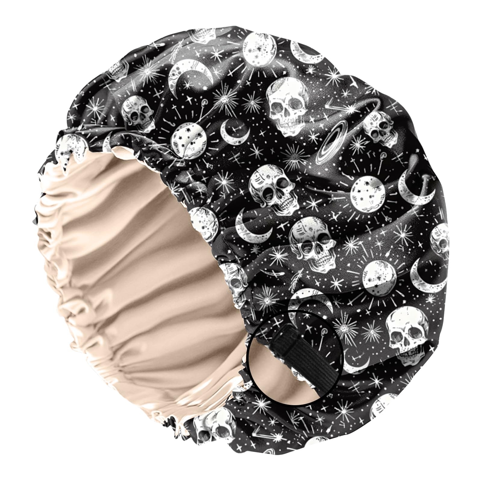 BHAHB Satin Hair Bonnet Silk Bonnet for Sleeping Double Layer Elastic Adjustable Caps Reusable Cute Aesthetic for Women Girls-Skull: O23-skull