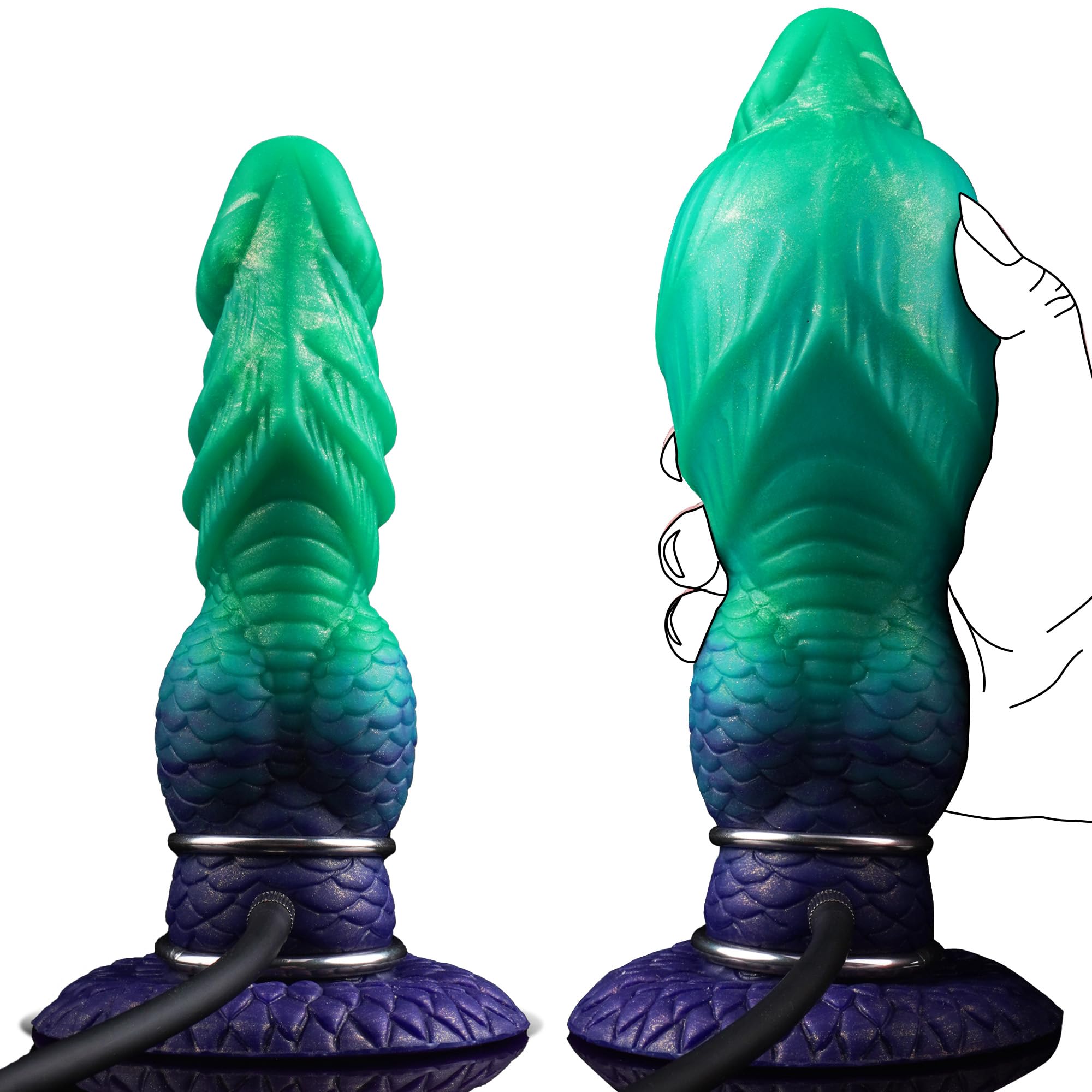 Monster Dildo Inflatable Dragon Dildo Knot Fantasy Dildo with Adjustable Thickness, Huge Dildo Thick Anal Dildo with Strong Suction Cup, Horse Dildo Animal Dog Dildo, Adult Toys for Women Men: Green