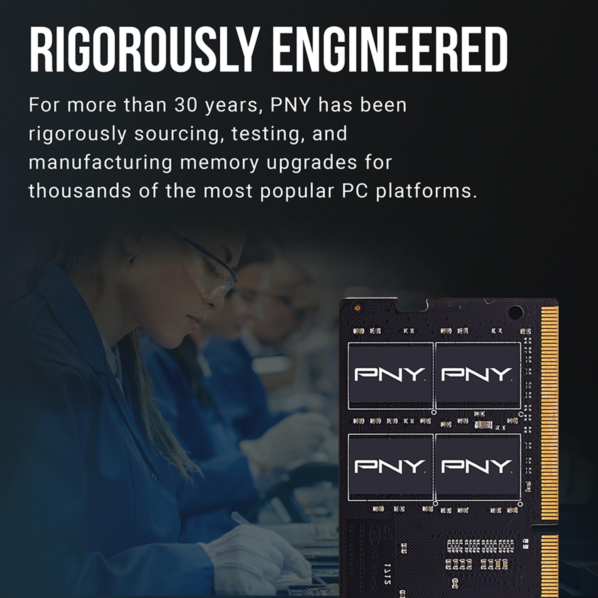 PNY Performance 64GB (2x32GB) DDR4 DRAM 3200MHz (PC4-25600) CL22 1.2V Dual Rank Notebook/Laptop (SODIMM) Computer Memory Kit – MN64GK2D43200-TB