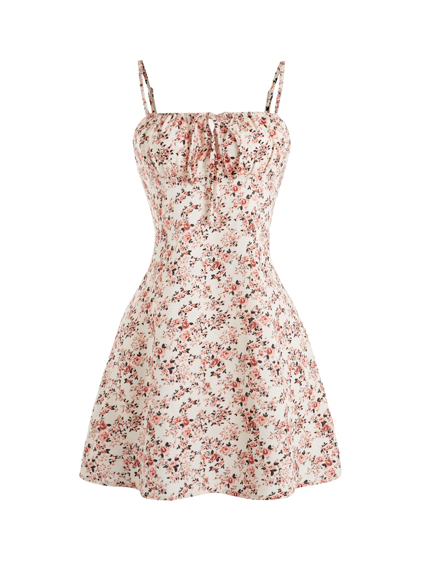 Floerns Women's Summer Floral Cherry Print A Line Short Cami Dress: Large Floral Light Pink