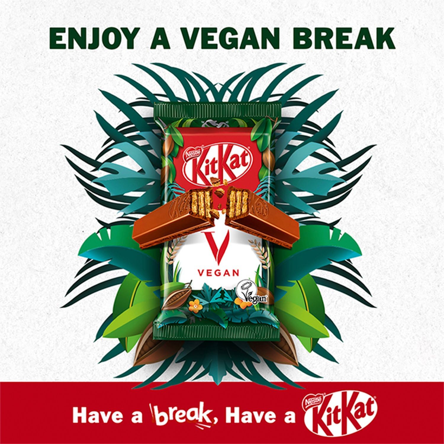 KitKat Vegan 4 Finger Bar, 41.5g - Plant Based Chocolate Wafer Bar, Dairy Free Healthy Chocolate, 1.46 Ounce