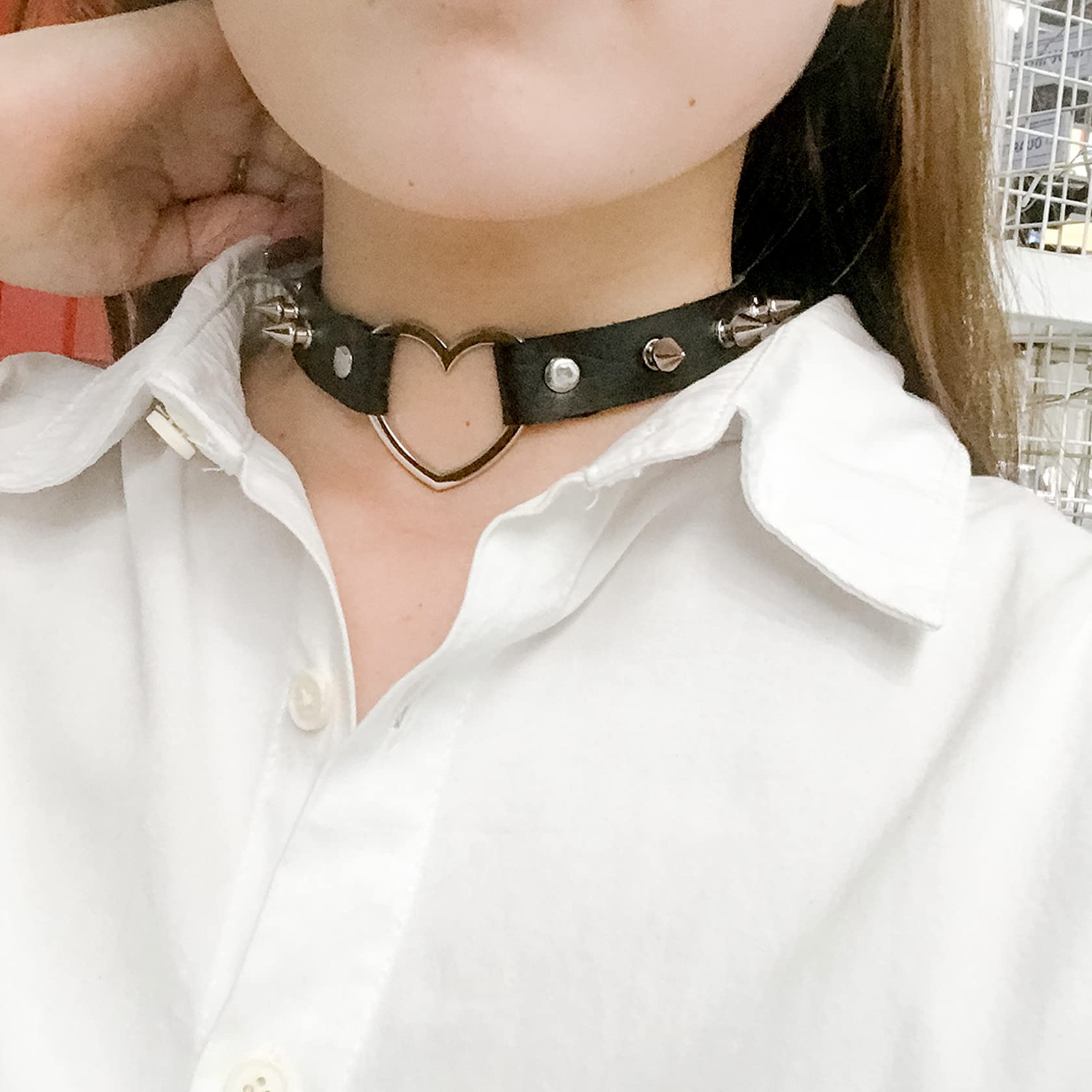 Manfnee Cool Punk Gothic Collar for Women and Men Black PU Leather Vingate Necklace Adjustable: B:1pcs