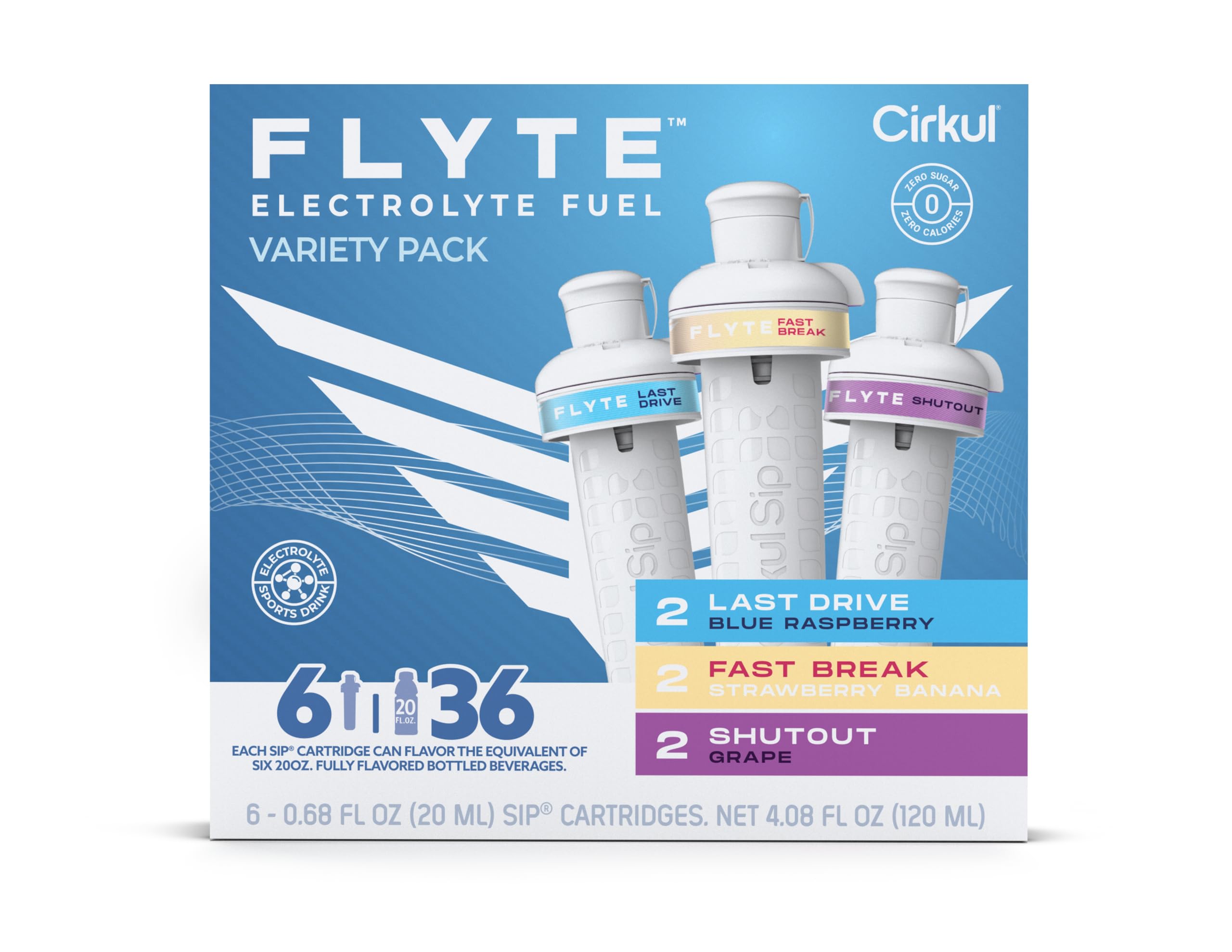 Cirkul Stage Flavor Cartridge Variety Pack with Electrolytes and Stevia, 6-Pack (2 Strawberry Watermelon, 2 Tropical Punch, 2 Blackberry Twist)