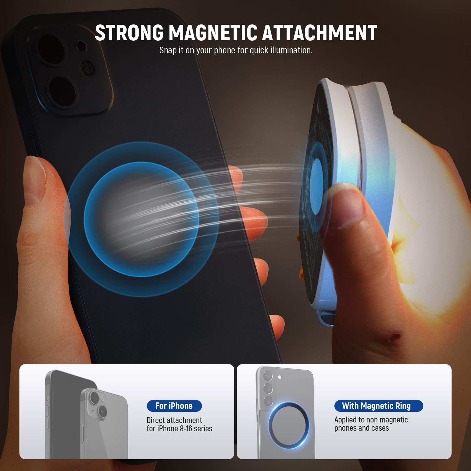 NEEWER BASICS Magnetic Selfie Light Compatible with MagSafe iPhone, CRI95 700lx/0.3m Folding LED Phone Fill Ring Lighting with Mirror for Zoom Makeup Photography Recording Video Conference, NL48B: White