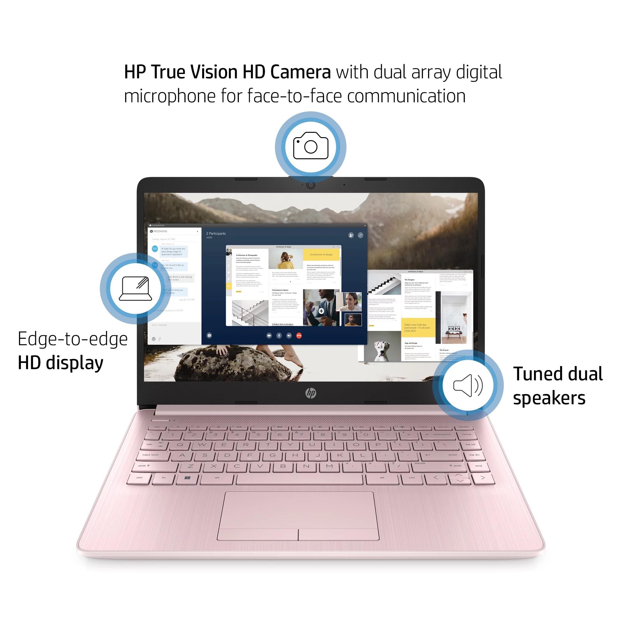 HP 14 Ultrabook • Intel 4-Core CPU • Back to School Limited Edition with Microsoft 365 • 16GB RAM • 1600GB Storage (64GB OnBoard withHP 512GB P500 Portable SSD + 1TB OneDrive) • Win 11 Pro • Pink