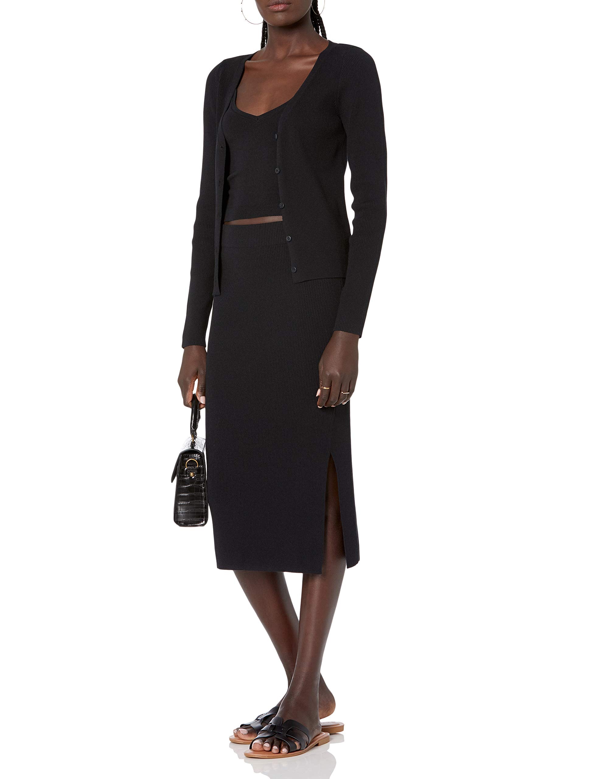 The Drop Women's Vera Slim Side-Slit Midi Sweater Skirt thumbnail 3