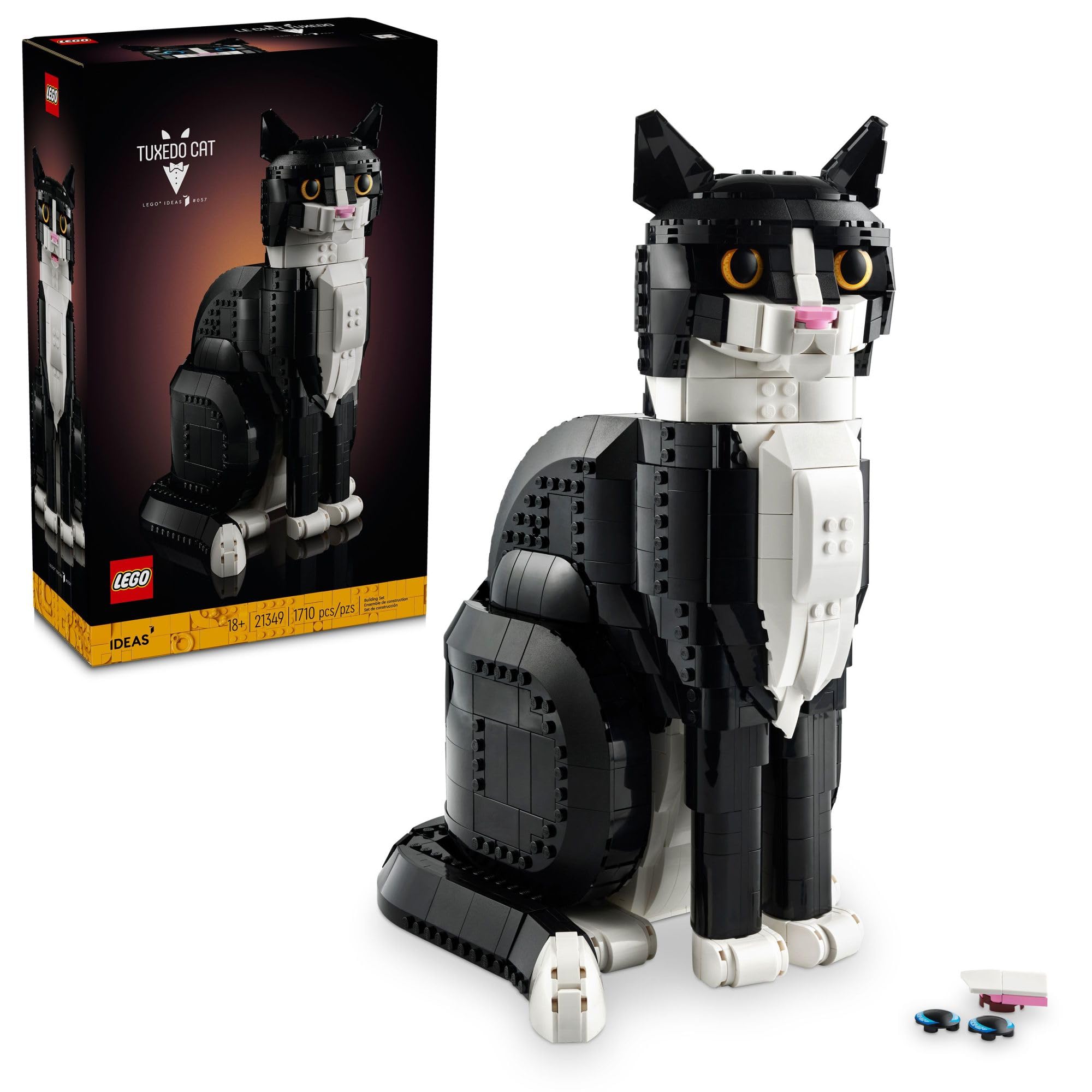 LEGO Ideas Tuxedo Cat - Building Sets for Adults Ages 18+ - DIY Crafts Kit for Home Decor, Living Room or Bedroom - Gift for Graduation - 21349