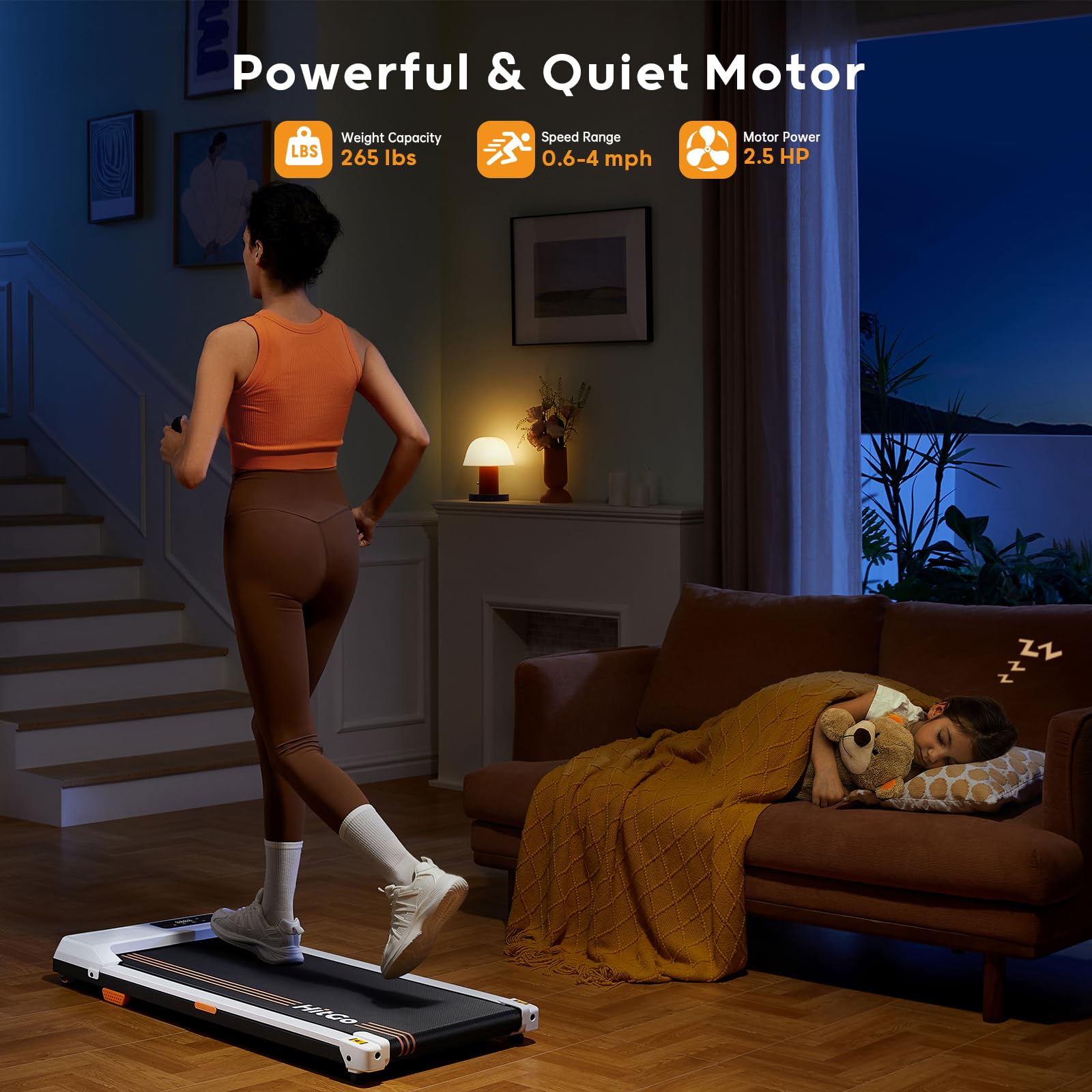 HitGo Under Desk Treadmill - 2 in 1 Walking & Jogging Pad, Portable with Remote Control & App, 2.5HP Compact for Home Office