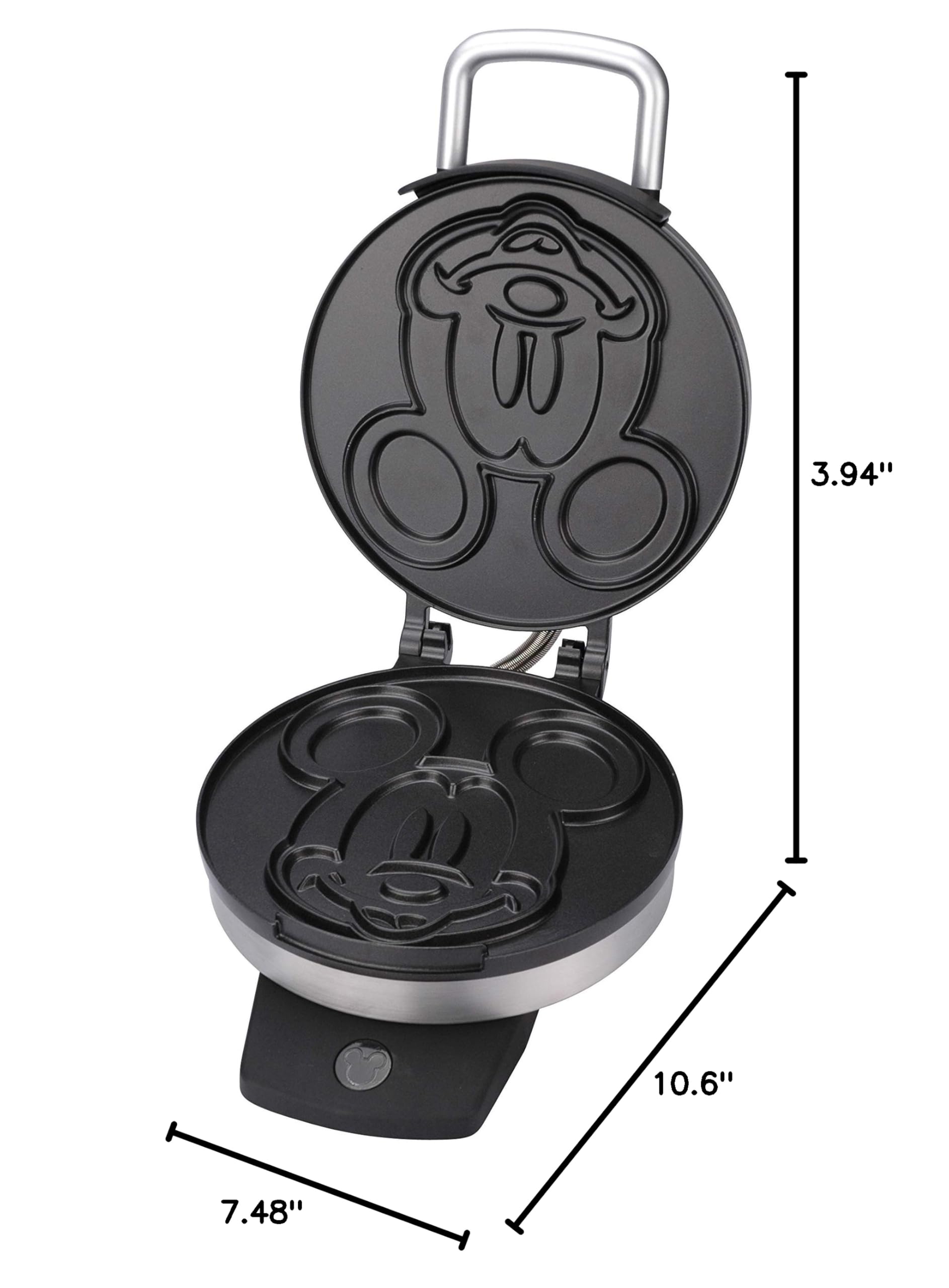 Disney Classic Mickey Waffle Maker by Select Brands - Disney Kitchen Appliances - Features Non-Stick Plates - Mickey Mouse Gift - 7" Waffles