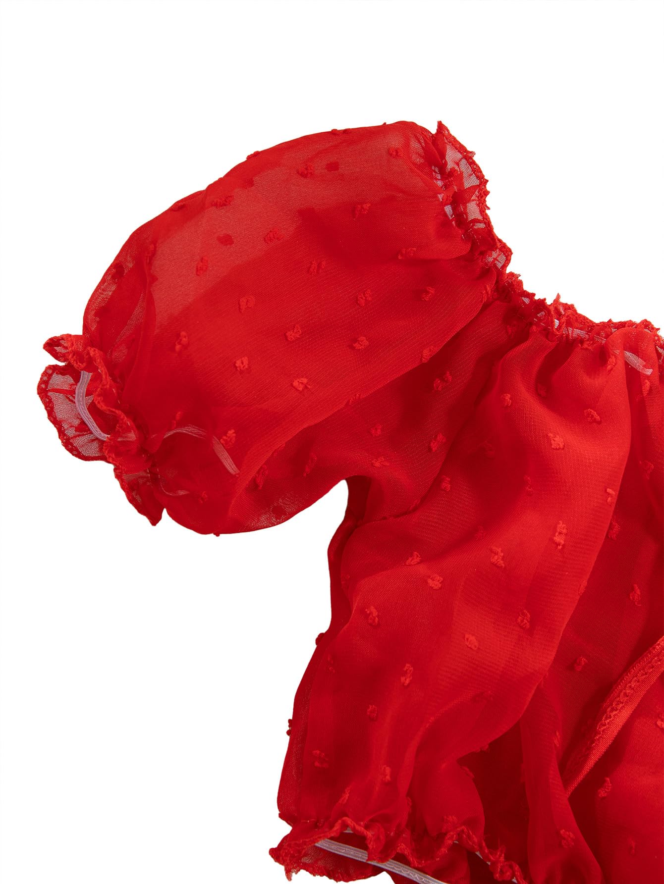 Lilosy Sexy Stretch Ruffle Tie Sheer Mesh Lingerie Set Outfits: Chiffon Small Chiffon Red