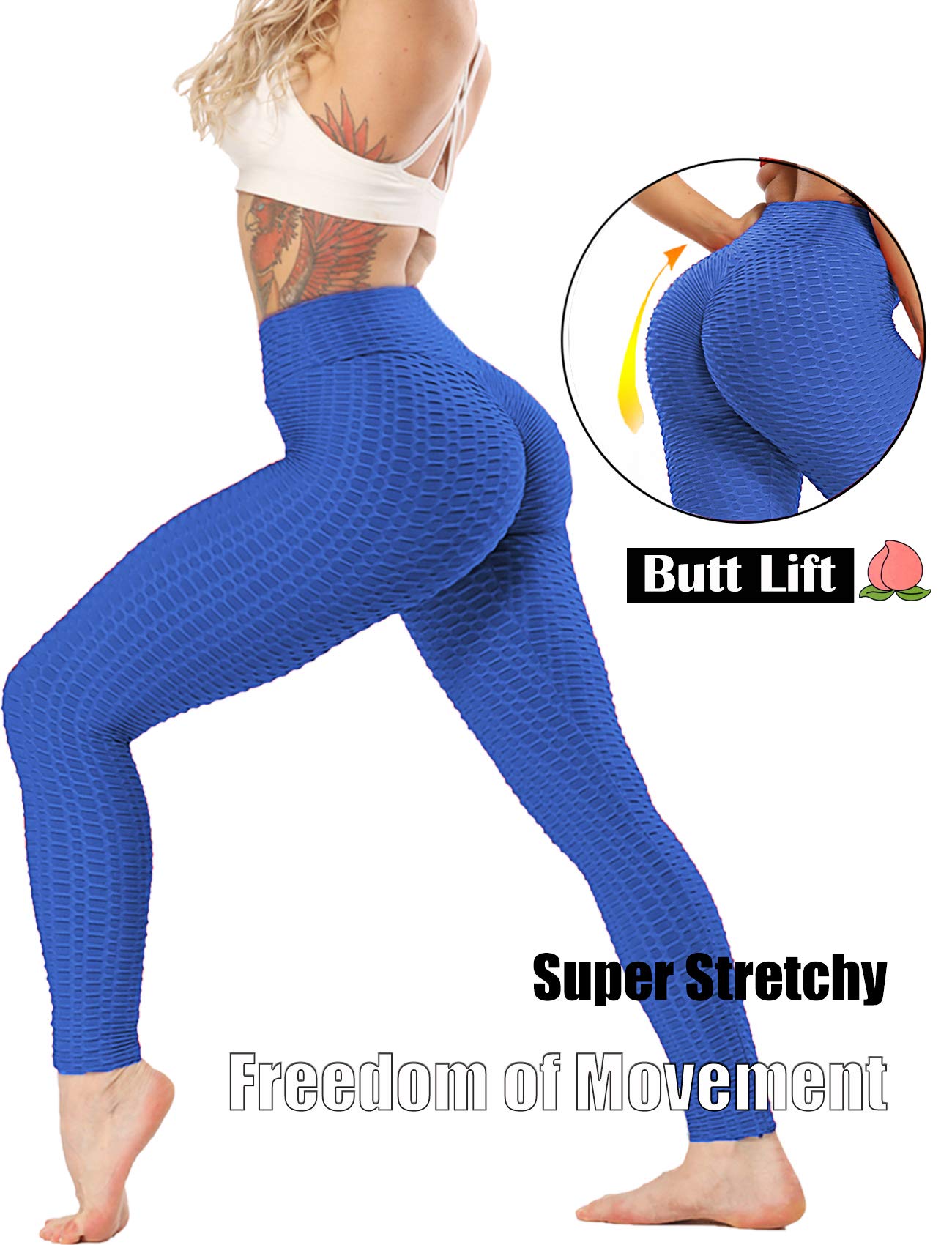 SEASUM Women High Waisted Workout Yoga Pants Butt Lifting Scrunch Booty Leggings Tummy Control Anti Cellulite Textured Tights thumbnail 3