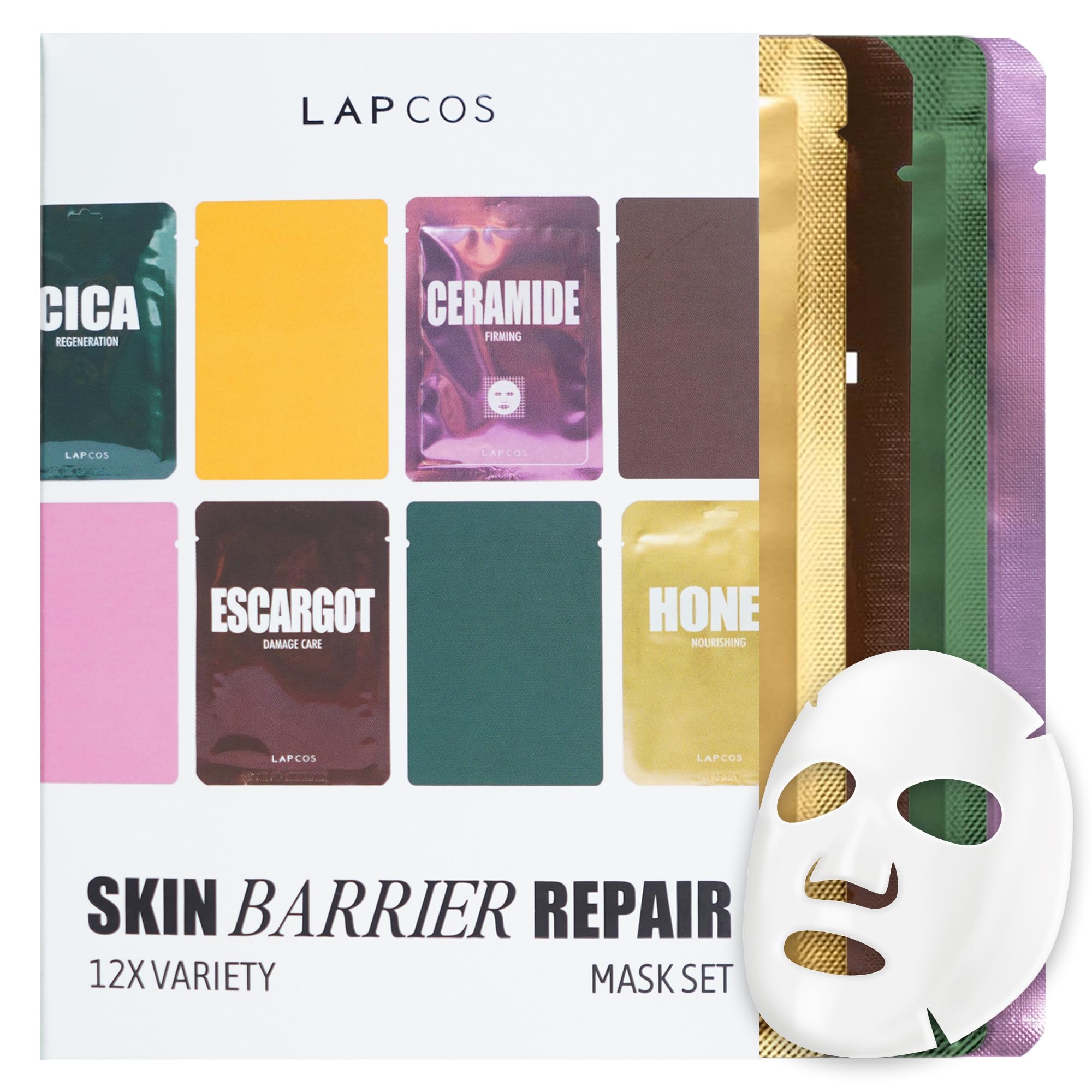 LAPCOS  Sheet Mask, Daily Face Mask with Probiotics to Clarify Skin, Korean Beauty Favorite, 5-Pack: Variety 12 Pack