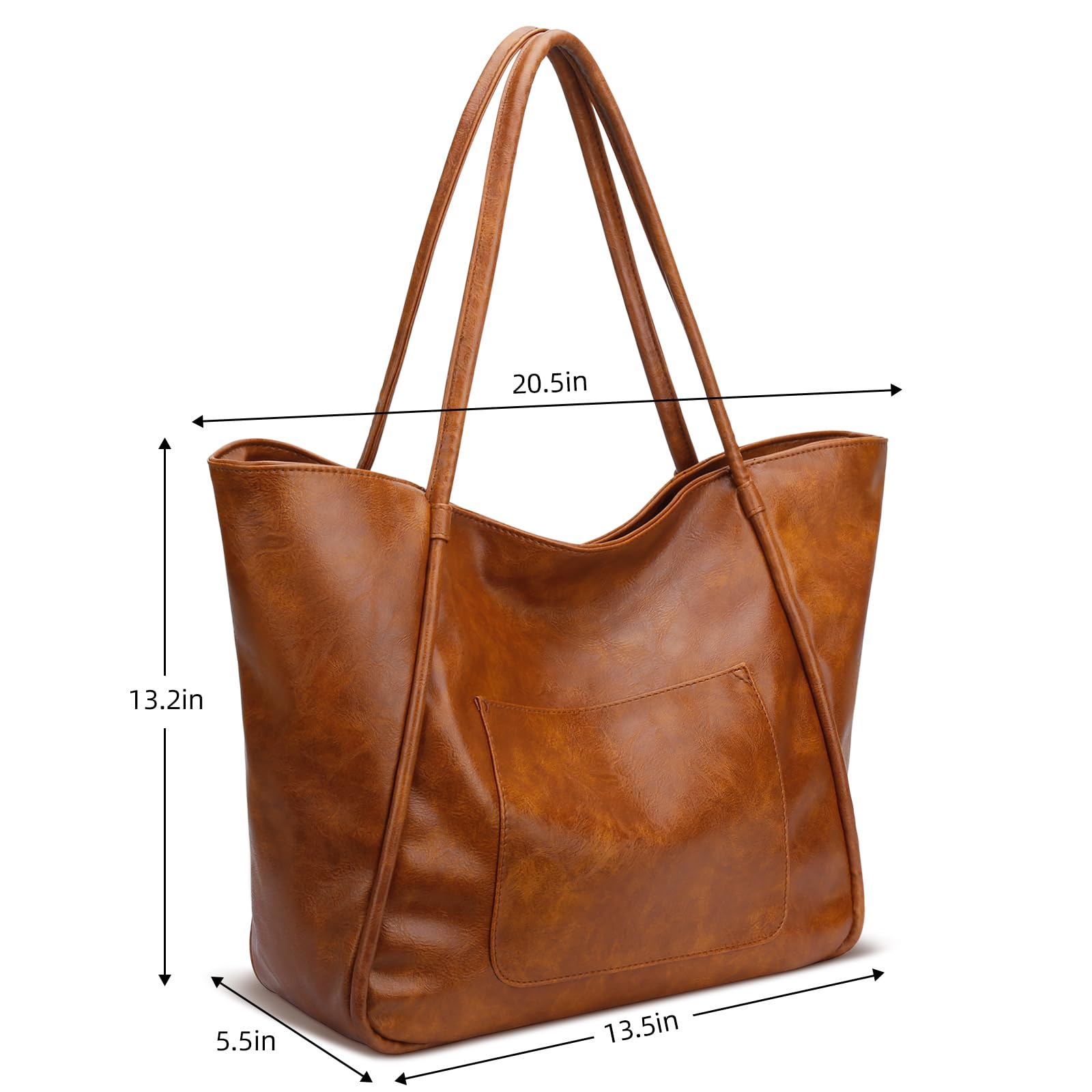 KKXIU Large Tote Bag for Women with Zipper Work Leather Travel Purse and Handbags