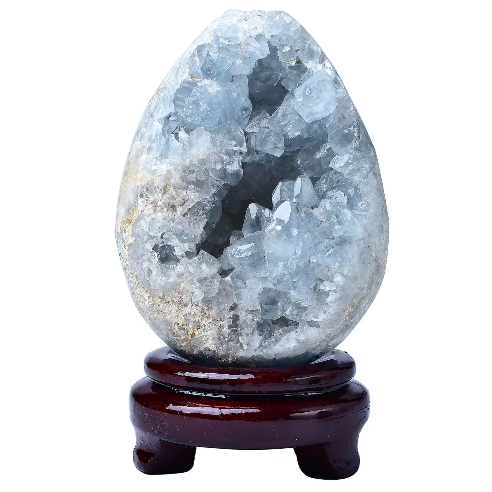 FZBHRO Natural Blue Celestite Geode Egg Healing Crystal Stone Collection Mineral Specimen with Stand Home Office Decor 6.6-7.7 Pounds: Light Blue 0.8-1.3 Pound