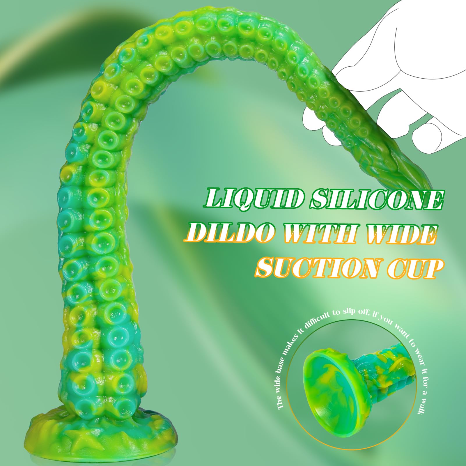 Long Tentacle Dildo Anal Toys: 18" Luminous Monster Dragon Dildo with Suction Cup, Liquid Silicone Long Butt Plug Anal Dildo for Anal Training, Fantasy Anal Stretcher for Advancer: Small-13 IN