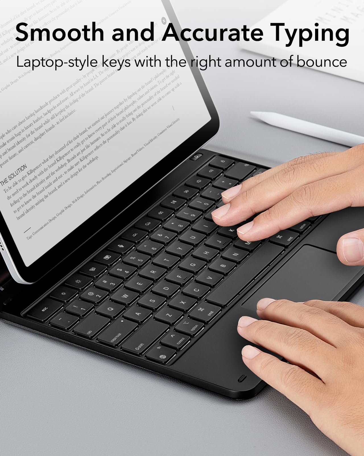 ESR iPad Air 13 Inch Case Keyboard (M3/M2, 2025/2024) & iPad Pro 12.9 inch (3/4/5/6th Gen) Magic Keyboard, Easy-Set Floating Cantilever Stand, Precision Multi-Touch Trackpad, Rebound Series, Black