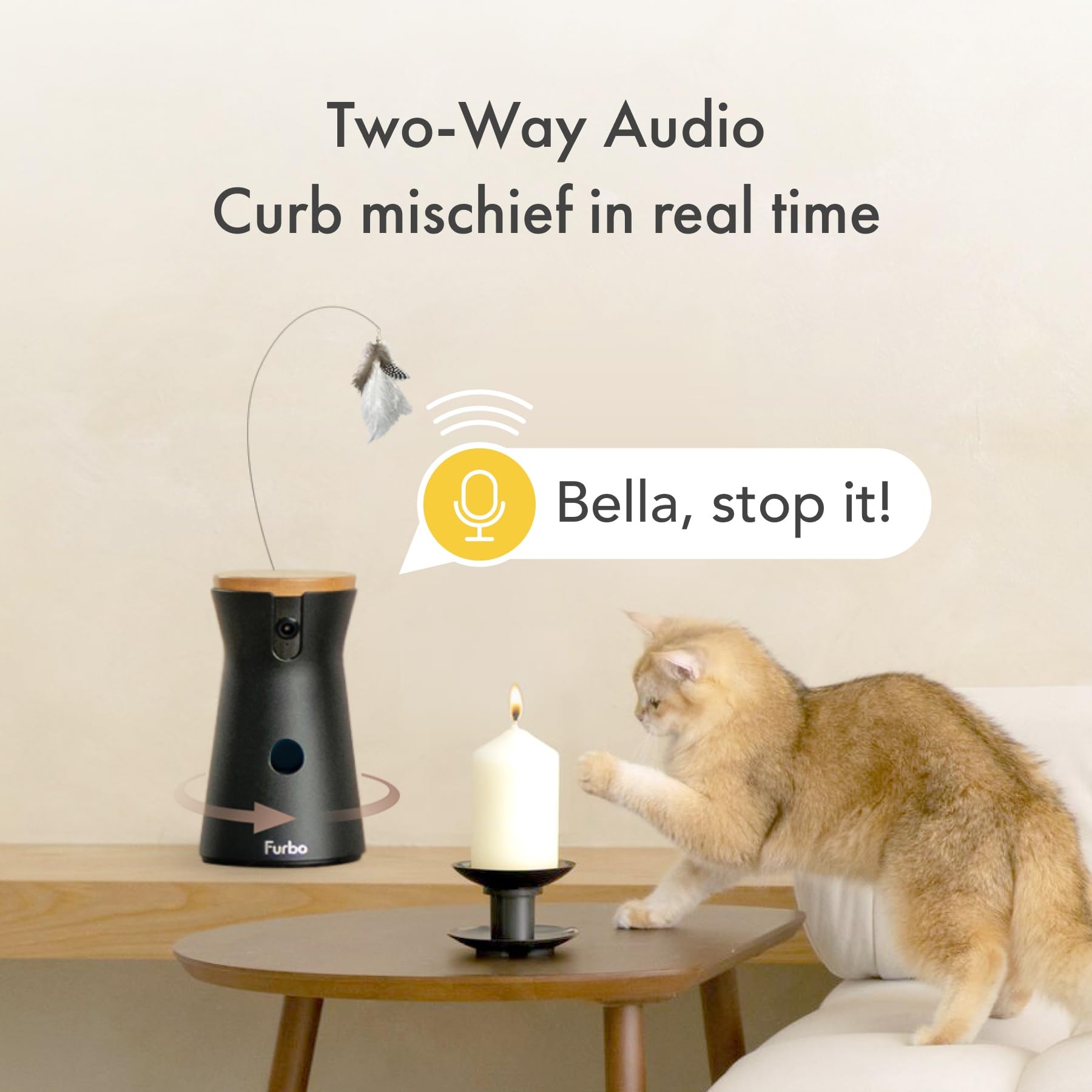 Furbo 360° Dog Camera - Unlock with Paid Plan: Home Security & Dog Safety Alerts, Rotating Pet Treat Dispenser w/ 2-Way Speaker, Smart Indoor Cam w/Phone App (3mo Minimum Subscription Required): Cat Cam (No Subscription Required)