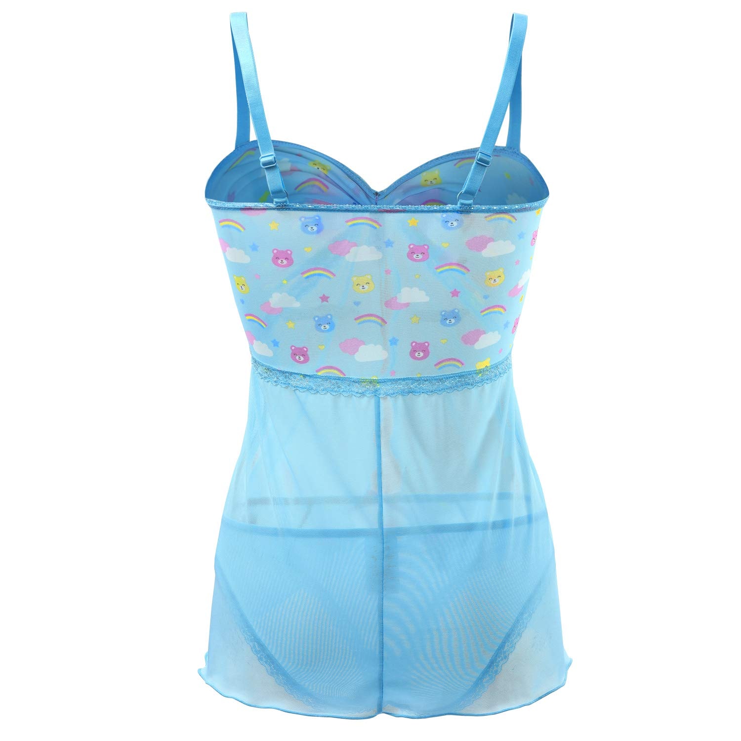 Littleforbig Women Nightwear Lace Babydoll Strap Chemise Halter Lingerie V Neck Sleepwear - Usagi Moon Teddy Friends