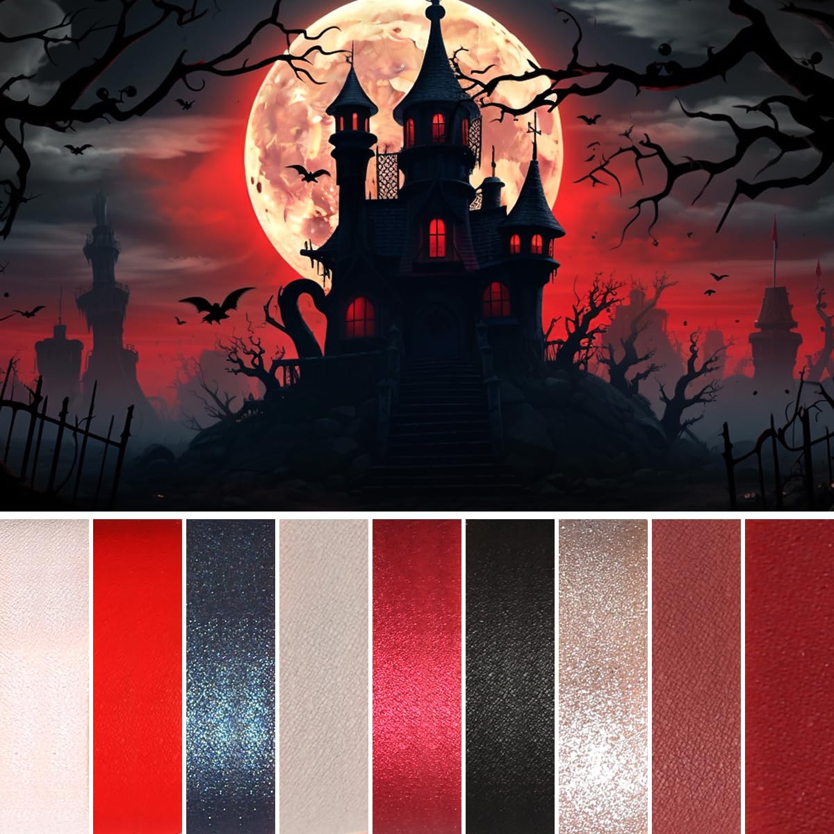 ecofavor Black Smoky Eye shadow Palette, DE’LANCI PANDA 9 Colors True Black Dark Grey Smokey Goth Makeup Pallet, 9 Soft Matte Shimmer High Pigmented Basic Black White Gray Shade for Halloween: Red