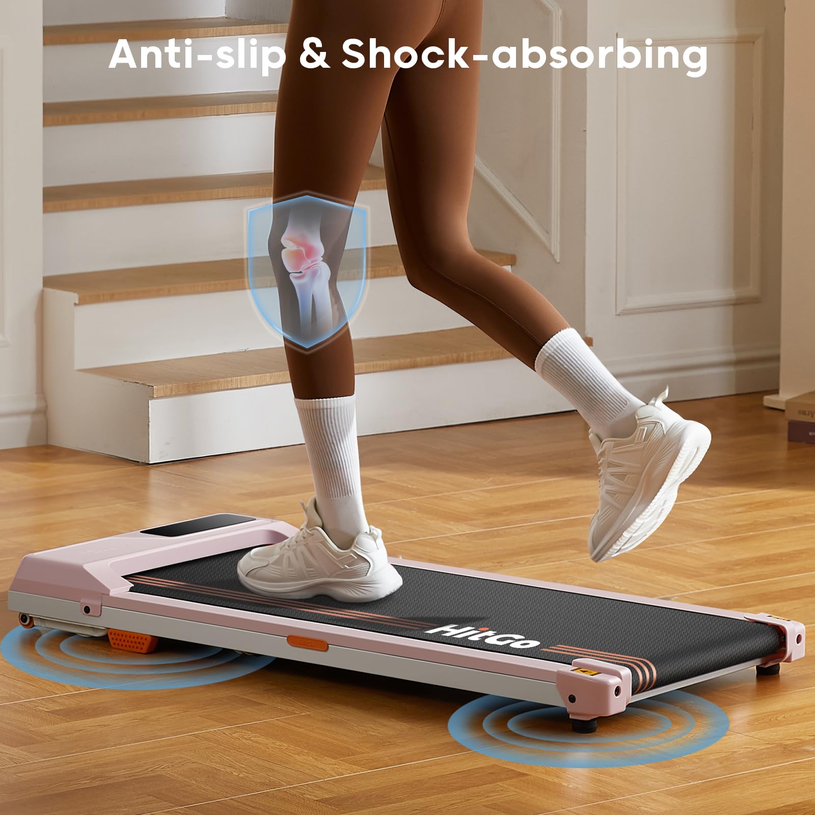 HitGo Under Desk Treadmill - 2 in 1 Walking & Jogging Pad, Portable with Remote Control & App, 2.5HP Compact for Home Office