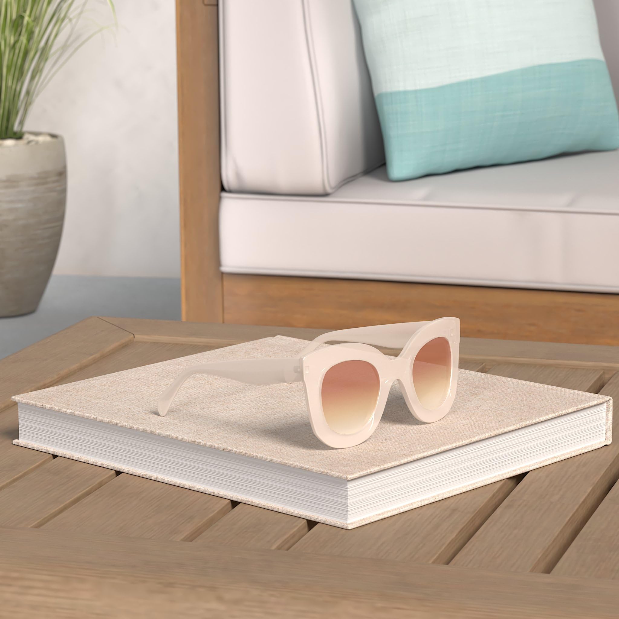 FEISEDY Retro Oversized Square Horn Sunglasses Semi Cat Eye Butterfly Glass Big Thick Bold Frame B2572 thumbnail 2