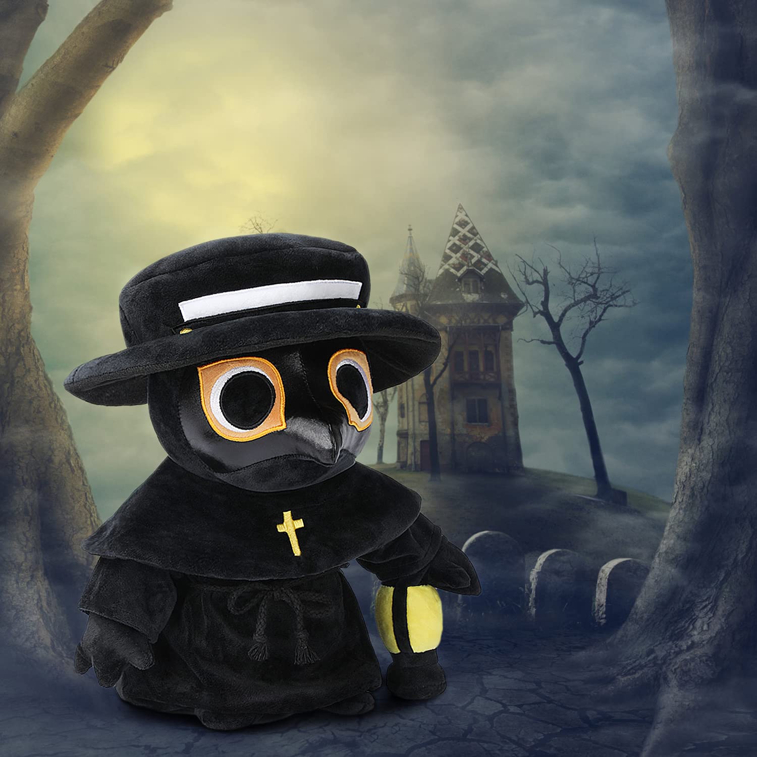 Plague Doctor Plush Toy, 16" Big Weighted Spook Cute Stuffed Plushie Pillow Doll, Soft Large Fluffy Halloween Hugging Cushion Decor, Present for Kids and Adults thumbnail 5