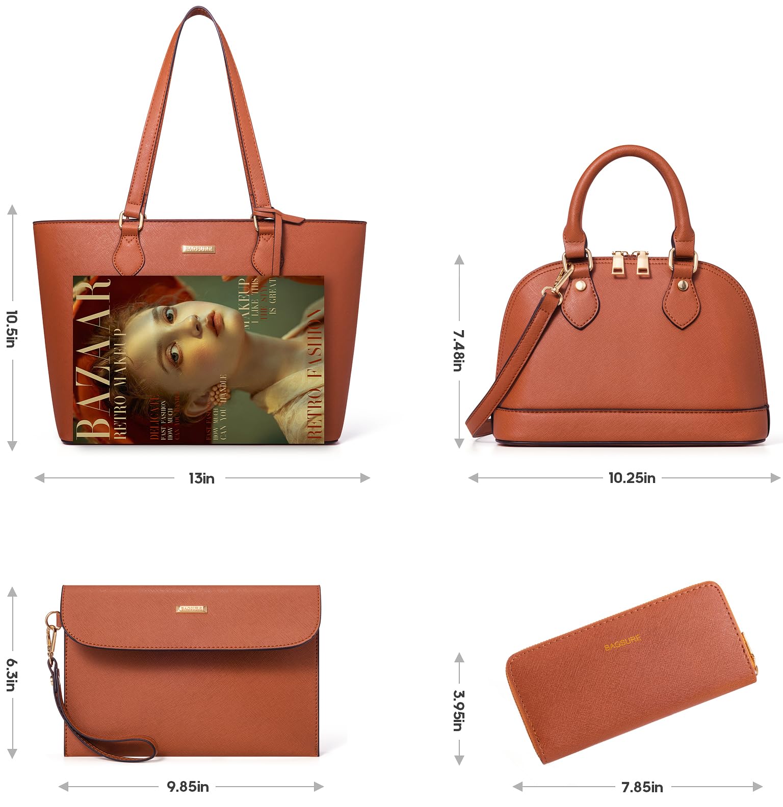 4PCS Women Fashion Handbags Purses Wallet Shoulder Bags Casual Tote Bag Crossbody Bags, Handbag Set Gift for Ladies Girls thumbnail 4